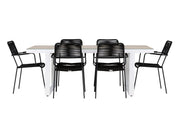 Venture Home Merlo spisebord - White/Whitewash +Lindos Armchair - Black Alu / Black Rope _6