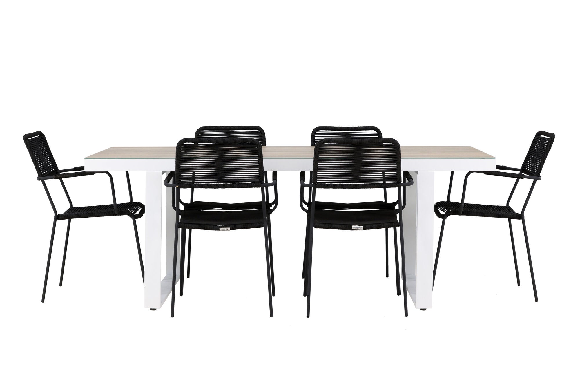 Venture Home Merlo spisebord - White/Whitewash +Lindos Armchair - Black Alu / Black Rope _6