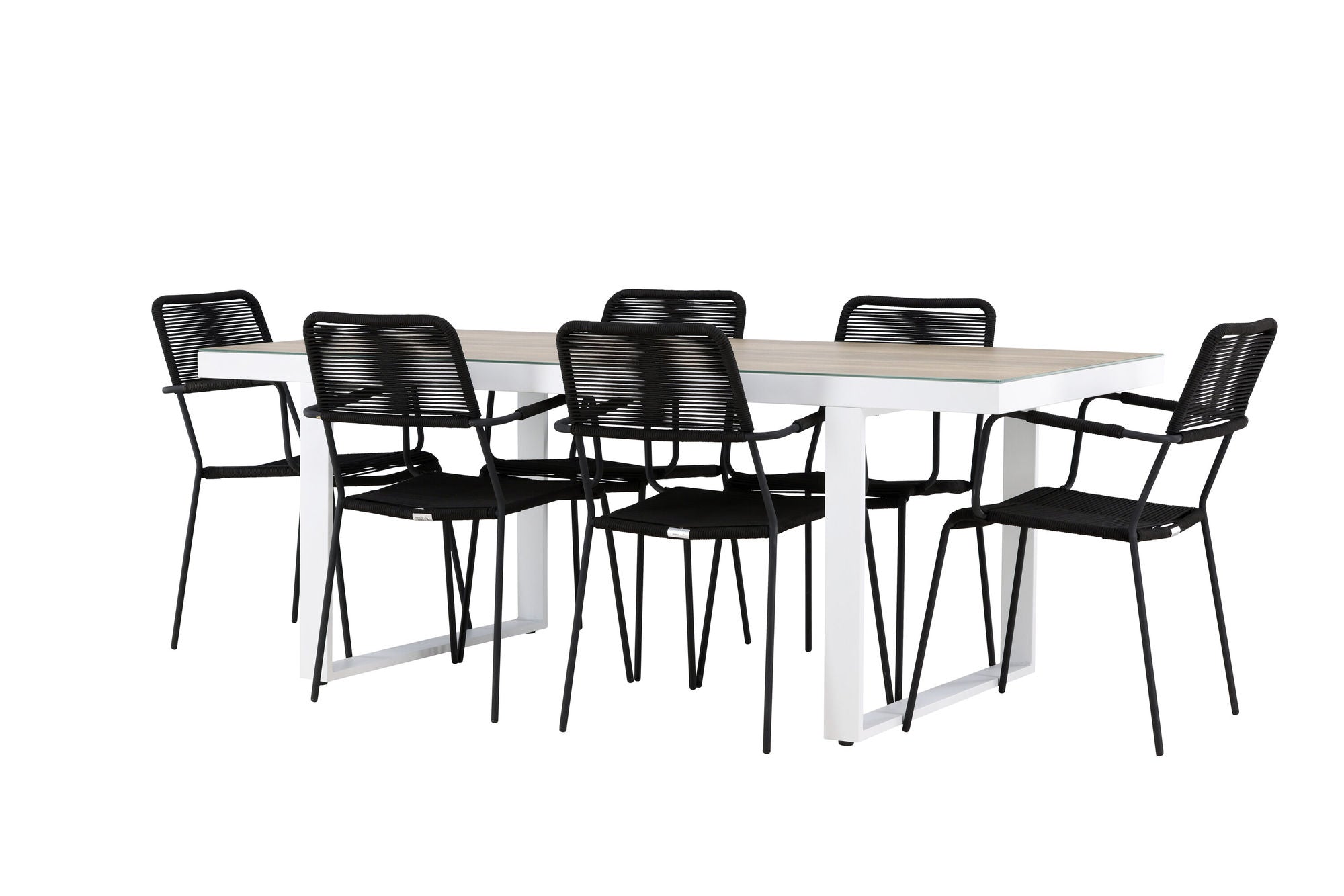 Venture Home Merlo spisebord - White/Whitewash +Lindos Armchair - Black Alu / Black Rope _6