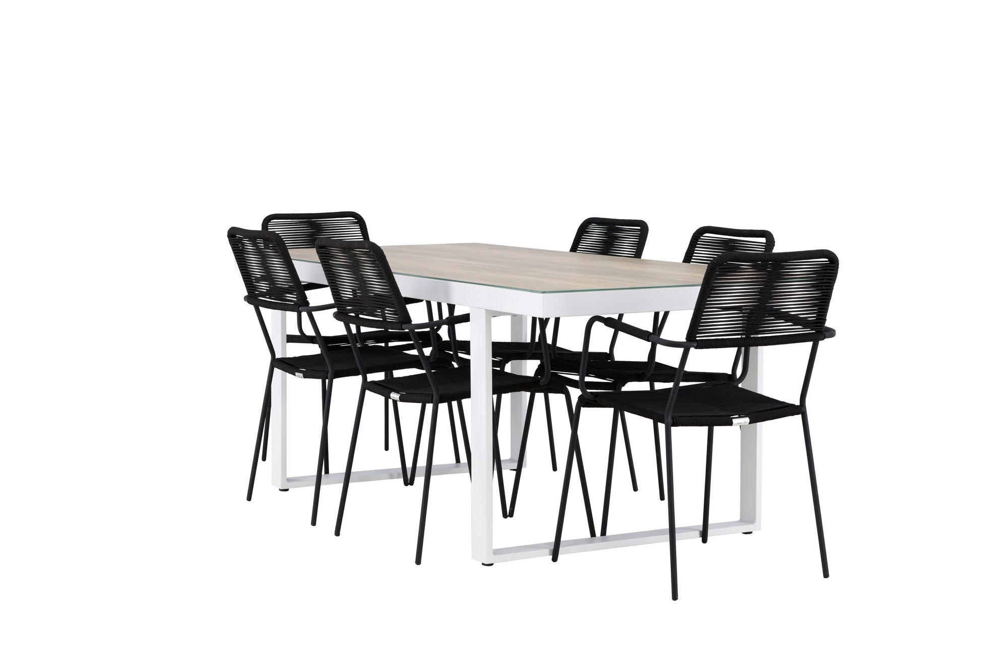 Venture Home Merlo spisebord - White/Whitewash +Lindos Armchair - Black Alu / Black Rope _6