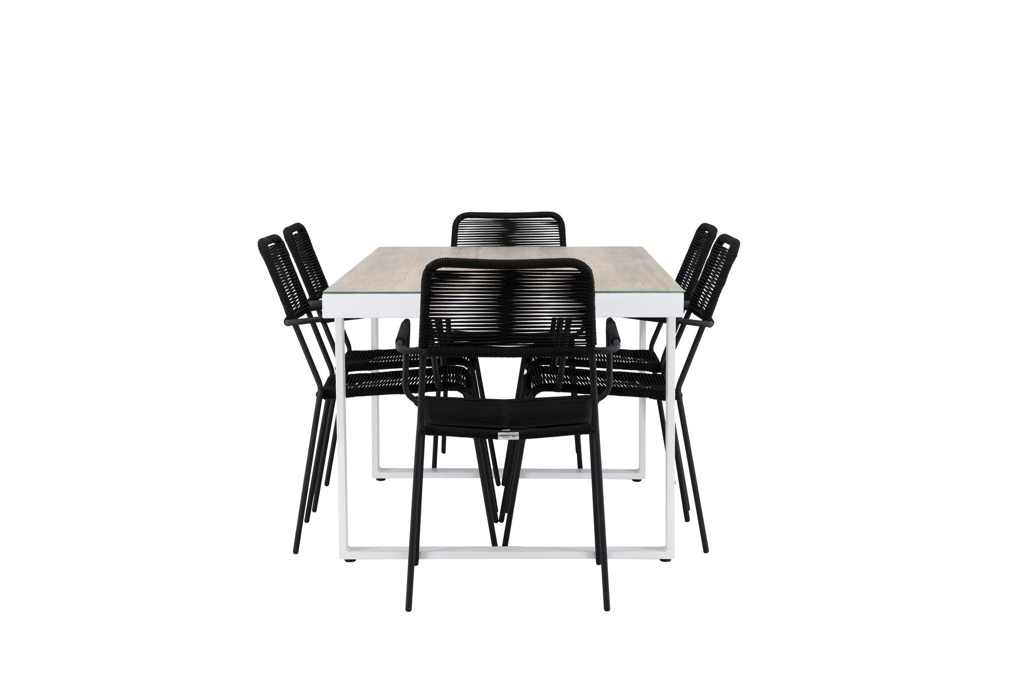 Venture Home Merlo spisebord - White/Whitewash +Lindos Armchair - Black Alu / Black Rope _6