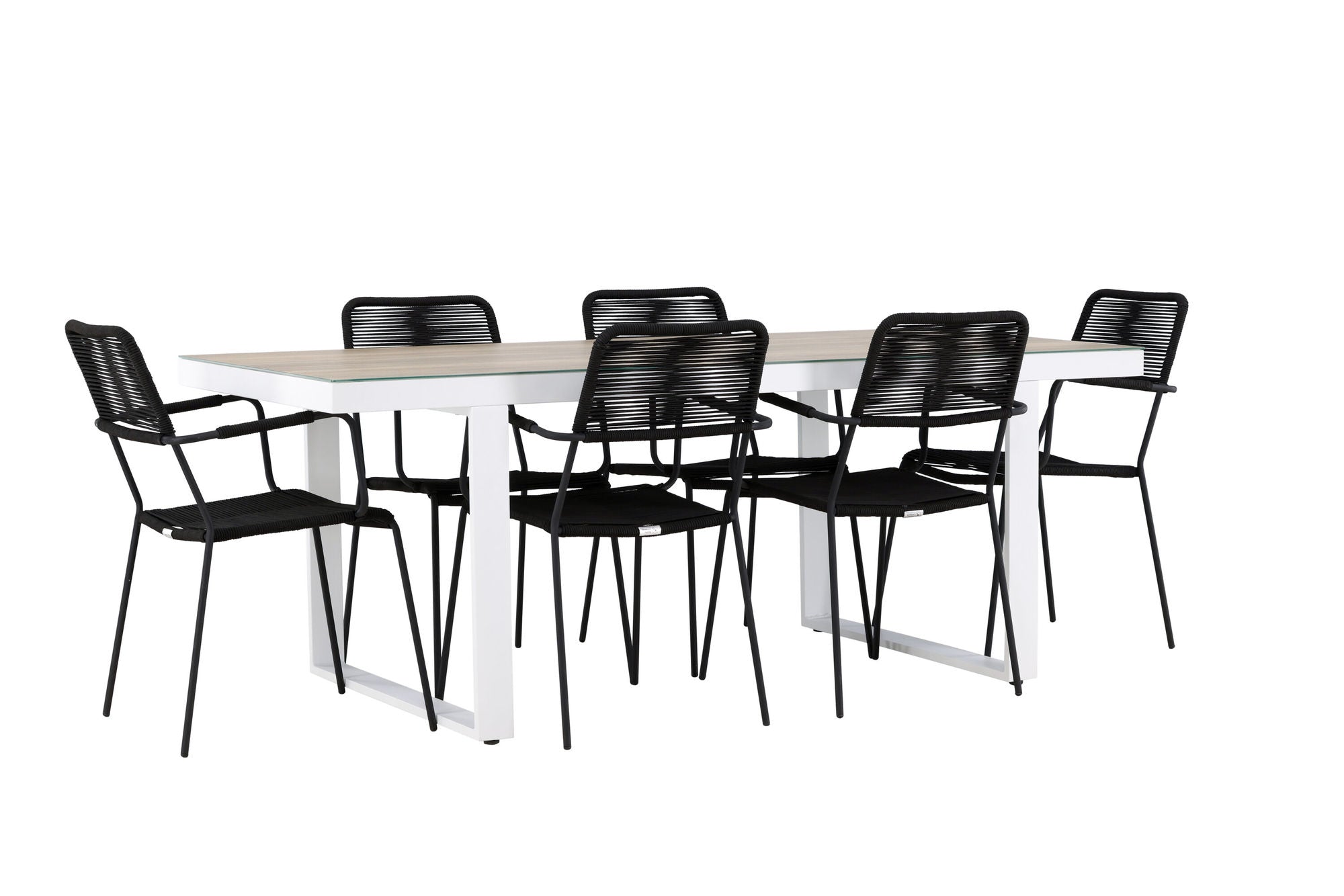 Venture Home Merlo spisebord - White/Whitewash +Lindos Armchair - Black Alu / Black Rope _6