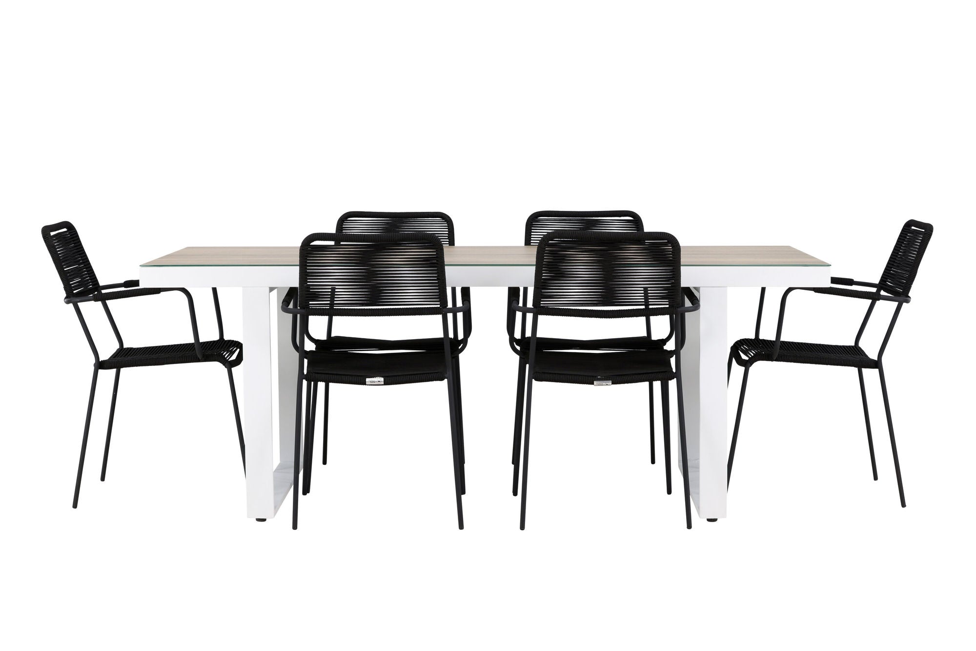 Venture Home Merlo spisebord - White/Whitewash +Lindos Armchair - Black Alu / Black Rope _6