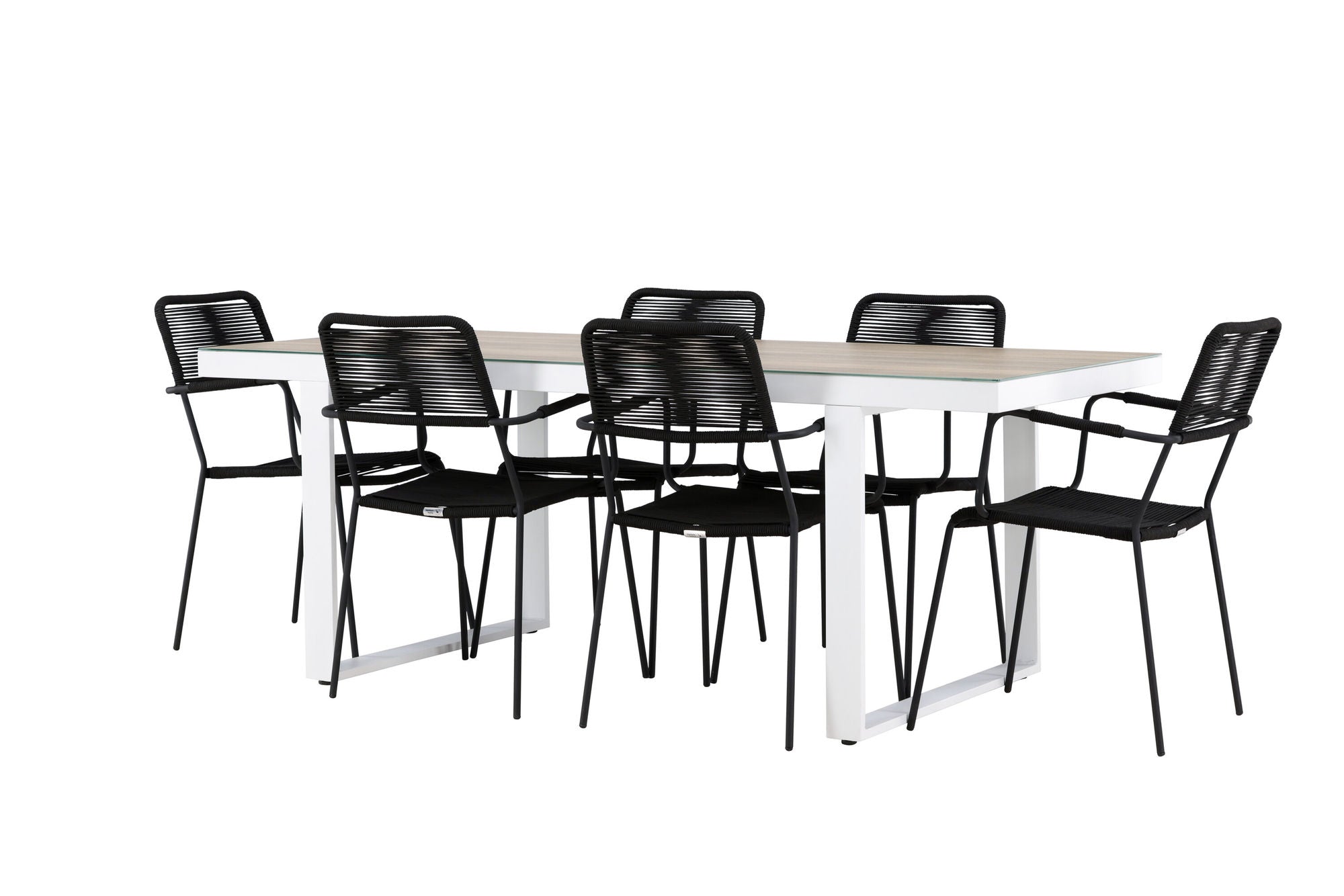 Venture Home Merlo spisebord - White/Whitewash +Lindos Armchair - Black Alu / Black Rope _6