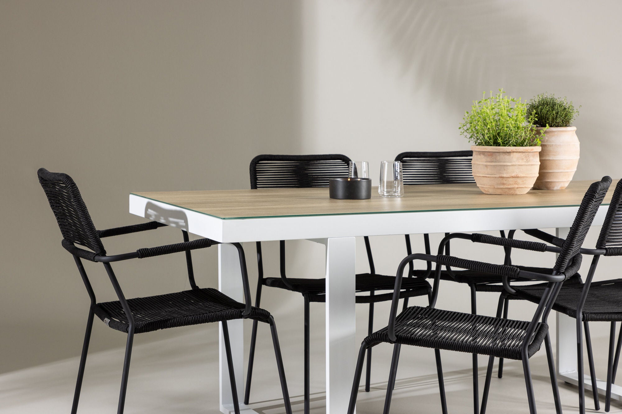 Venture Home Merlo spisebord - White/Whitewash +Lindos Armchair - Black Alu / Black Rope _6
