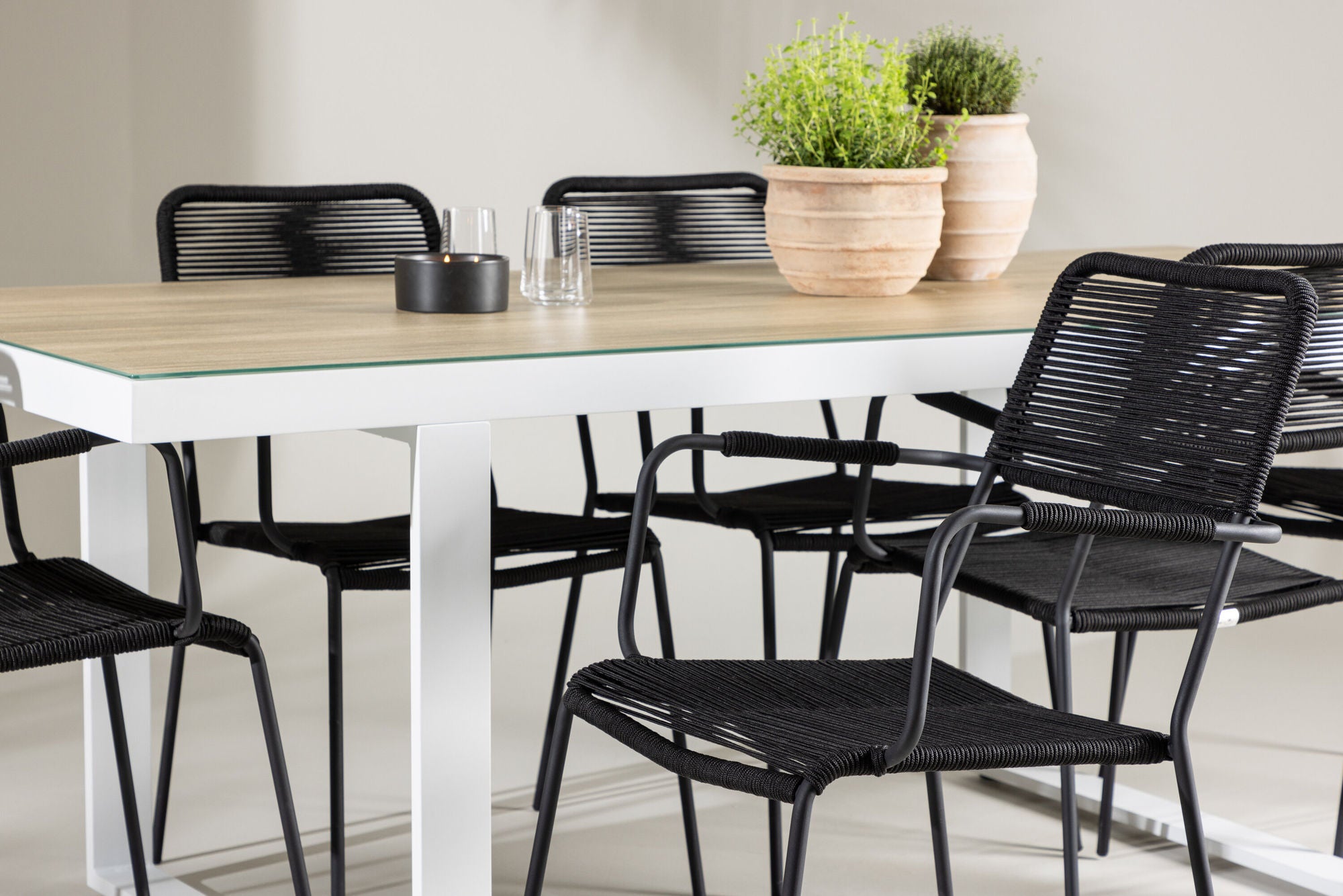 Venture Home Merlo spisebord - White/Whitewash +Lindos Armchair - Black Alu / Black Rope _6
