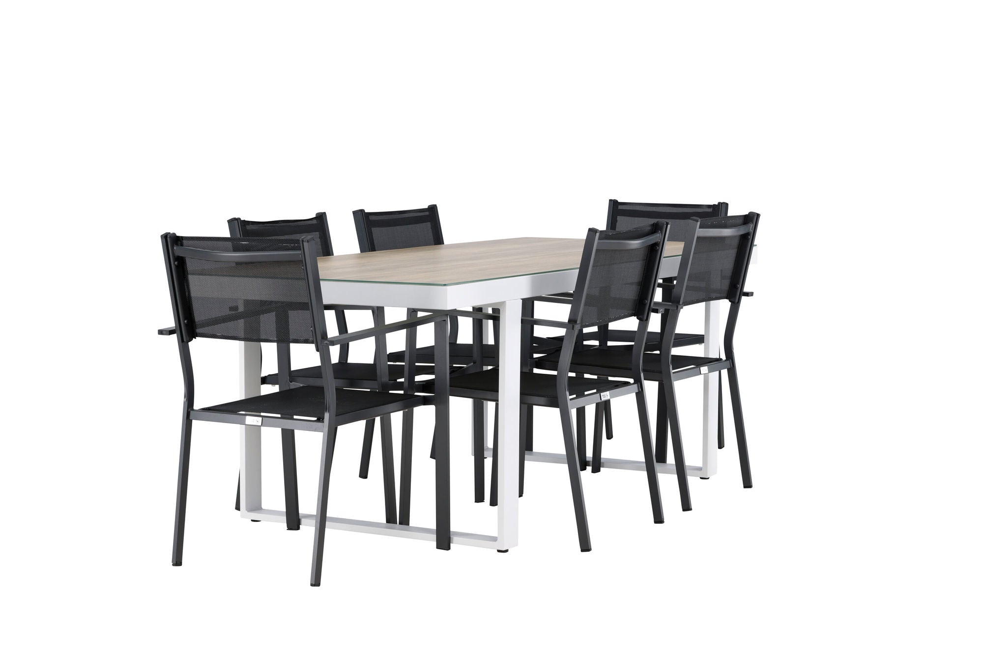 Venture Home Merlo spisebord - White/Whitewash +Copacabana Stacking stol - Black/Black - Ersätter 4131-408 _6