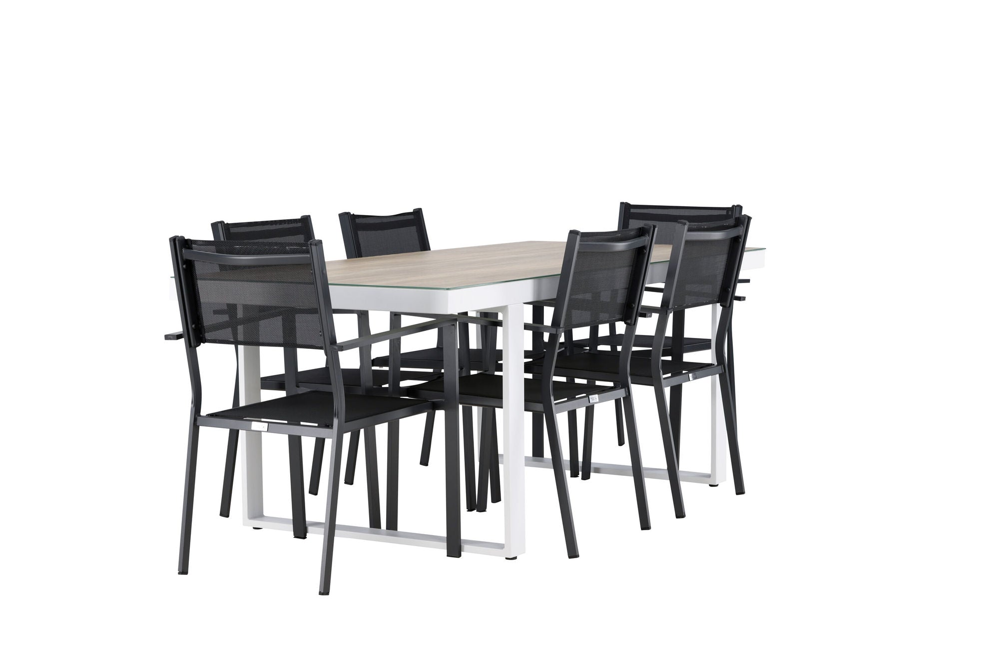 Venture Home Merlo spisebord - White/Whitewash +Copacabana Stacking stol - Black/Black - Ersätter 4131-408 _6