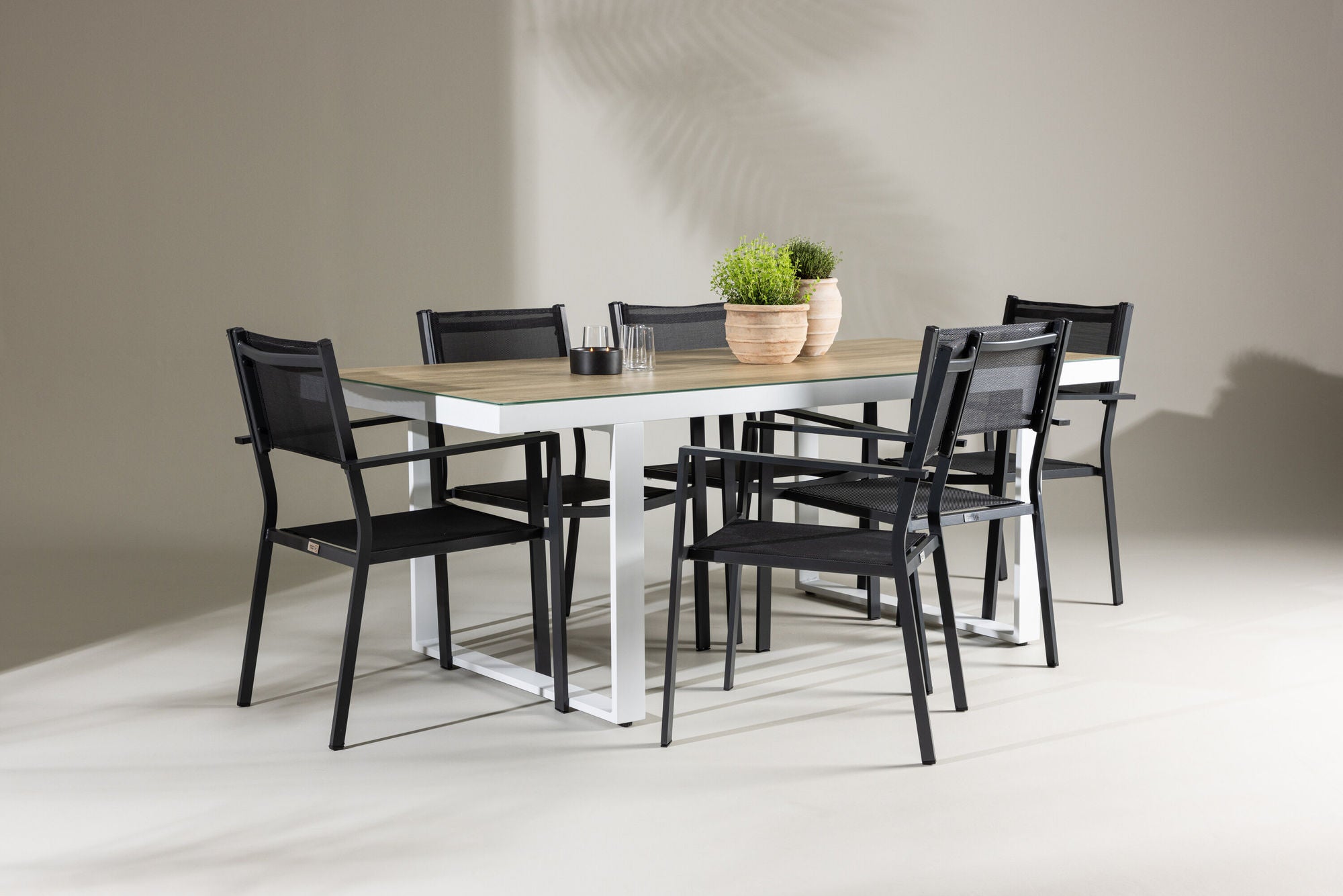 Venture Home Merlo spisebord - White/Whitewash +Copacabana Stacking stol - Black/Black - Ersätter 4131-408 _6