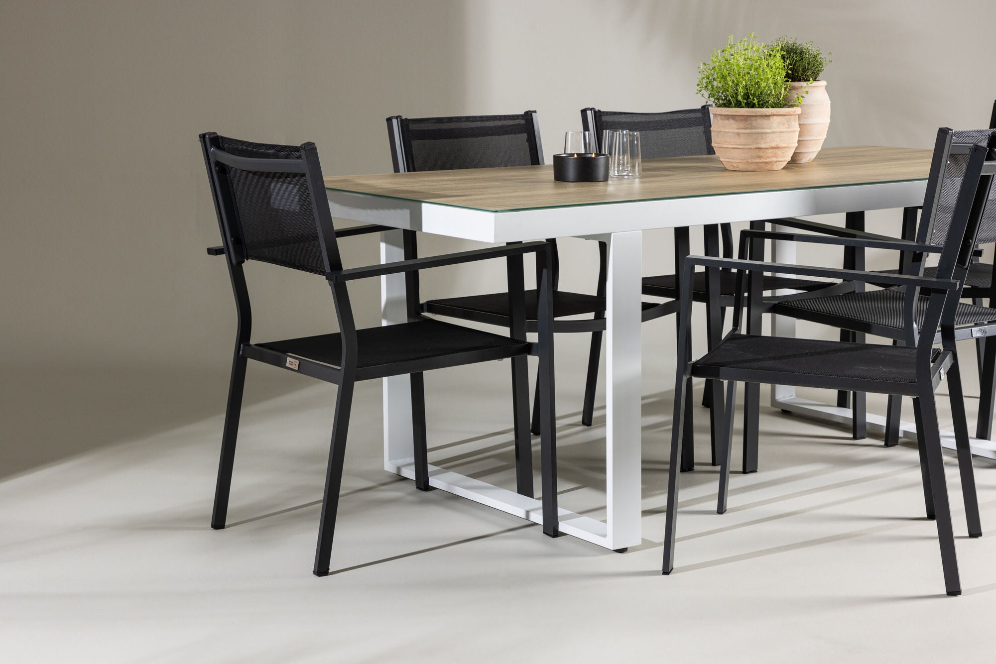 Venture Home Merlo spisebord - White/Whitewash +Copacabana Stacking stol - Black/Black - Ersätter 4131-408 _6