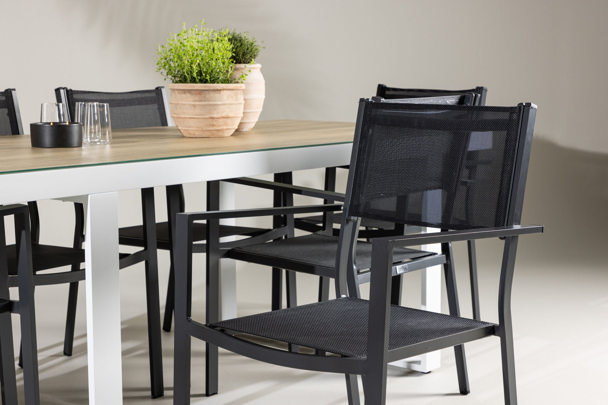Venture Home Merlo spisebord - White/Whitewash +Copacabana Stacking stol - Black/Black - Ersätter 4131-408 _6