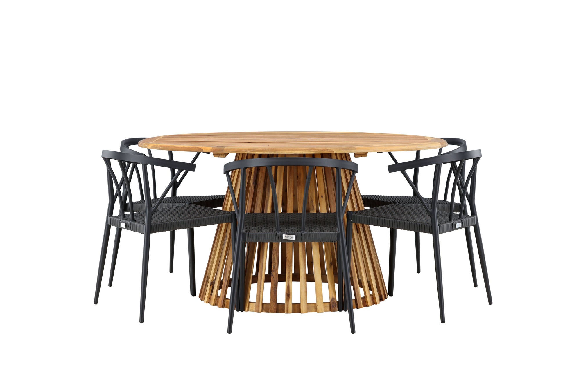 Venture Home Tucumán spisebord - Acacia ø120 +Stina - Spisebordsstol- Black - Alu/wicker - NEED Higher Seat hegiht! _6