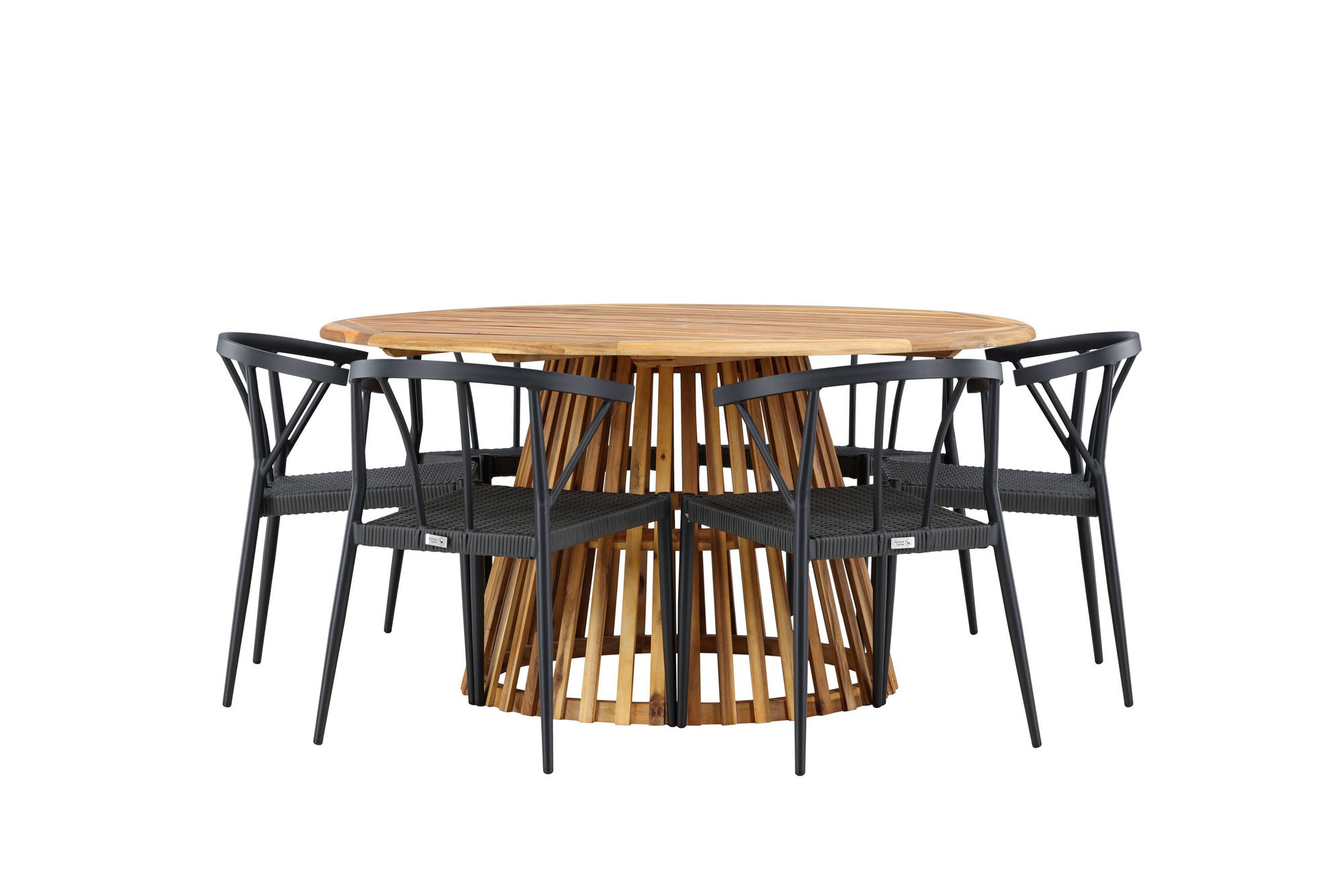 Venture Home Tucumán spisebord - Acacia ø120 +Stina - Spisebordsstol- Black - Alu/wicker - NEED Higher Seat hegiht! _6