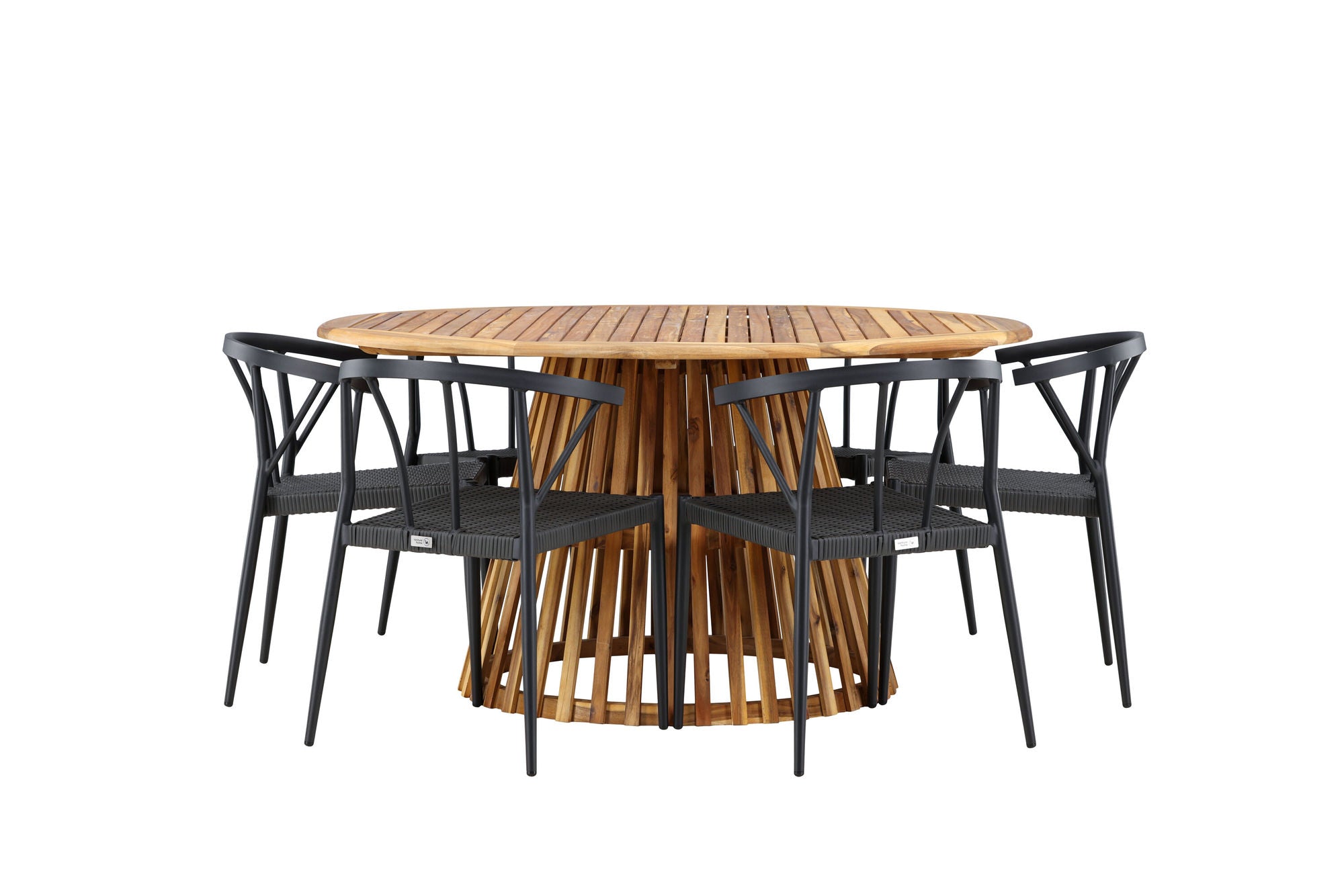 Venture Home Tucumán spisebord - Acacia ø120 +Stina - Spisebordsstol- Black - Alu/wicker - NEED Higher Seat hegiht! _6