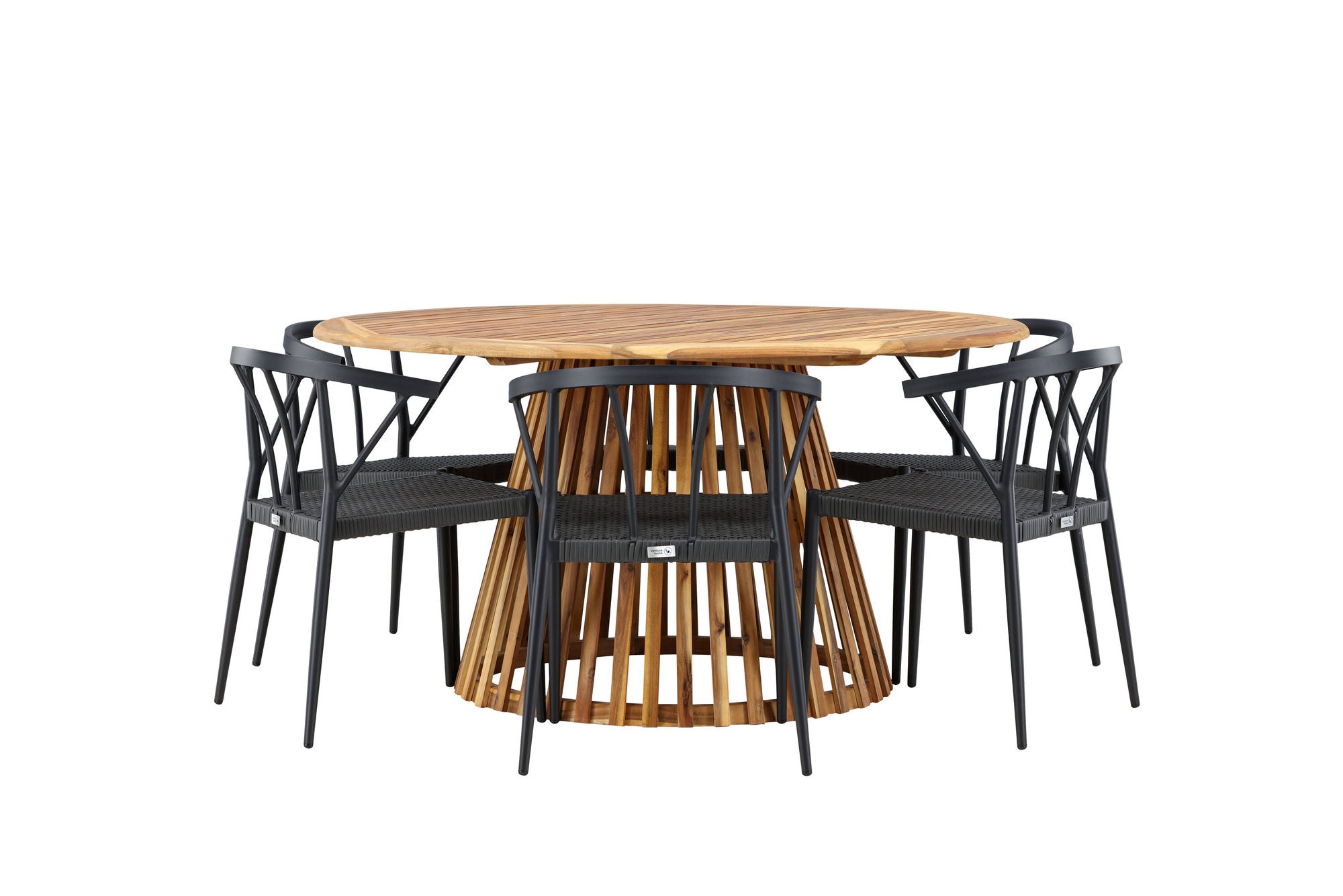 Venture Home Tucumán spisebord - Acacia ø120 +Stina - Spisebordsstol- Black - Alu/wicker - NEED Higher Seat hegiht! _6