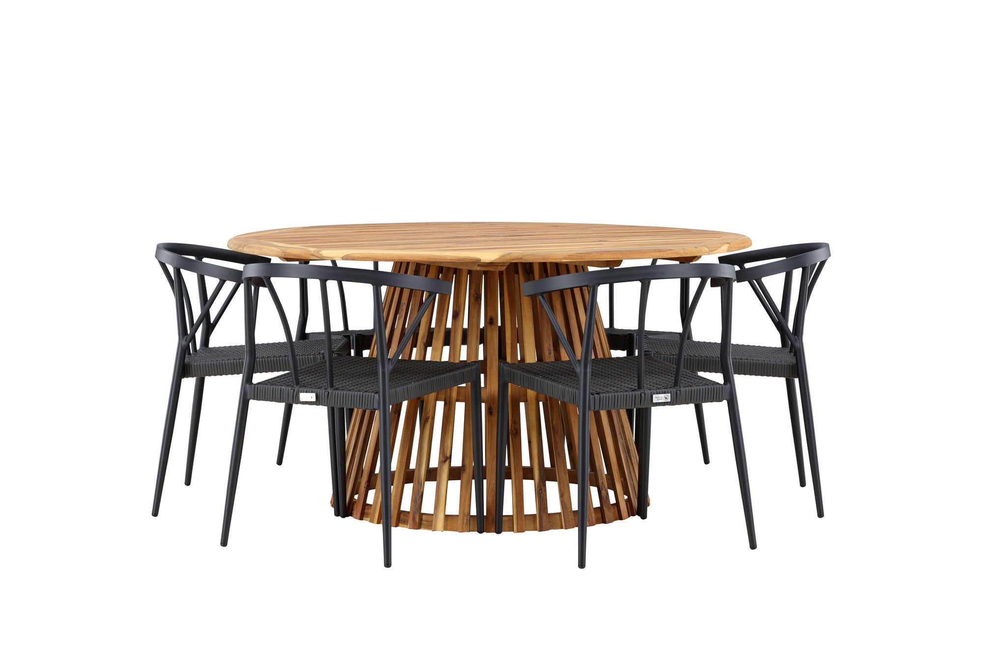 Venture Home Tucumán spisebord - Acacia ø120 +Stina - Spisebordsstol- Black - Alu/wicker - NEED Higher Seat hegiht! _6
