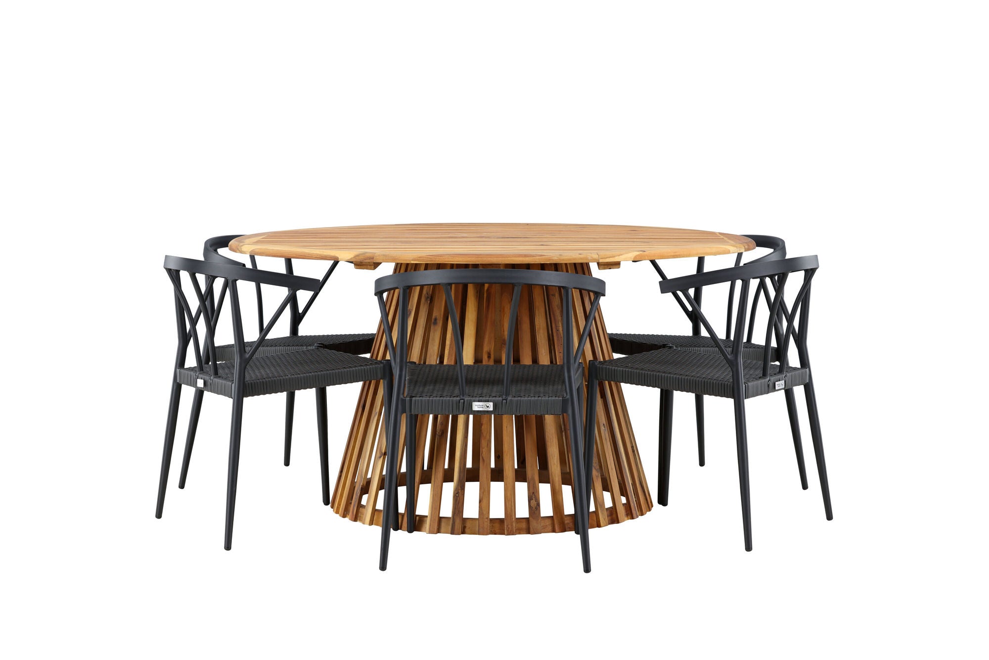 Venture Home Tucumán spisebord - Acacia ø120 +Stina - Spisebordsstol- Black - Alu/wicker - NEED Higher Seat hegiht! _6