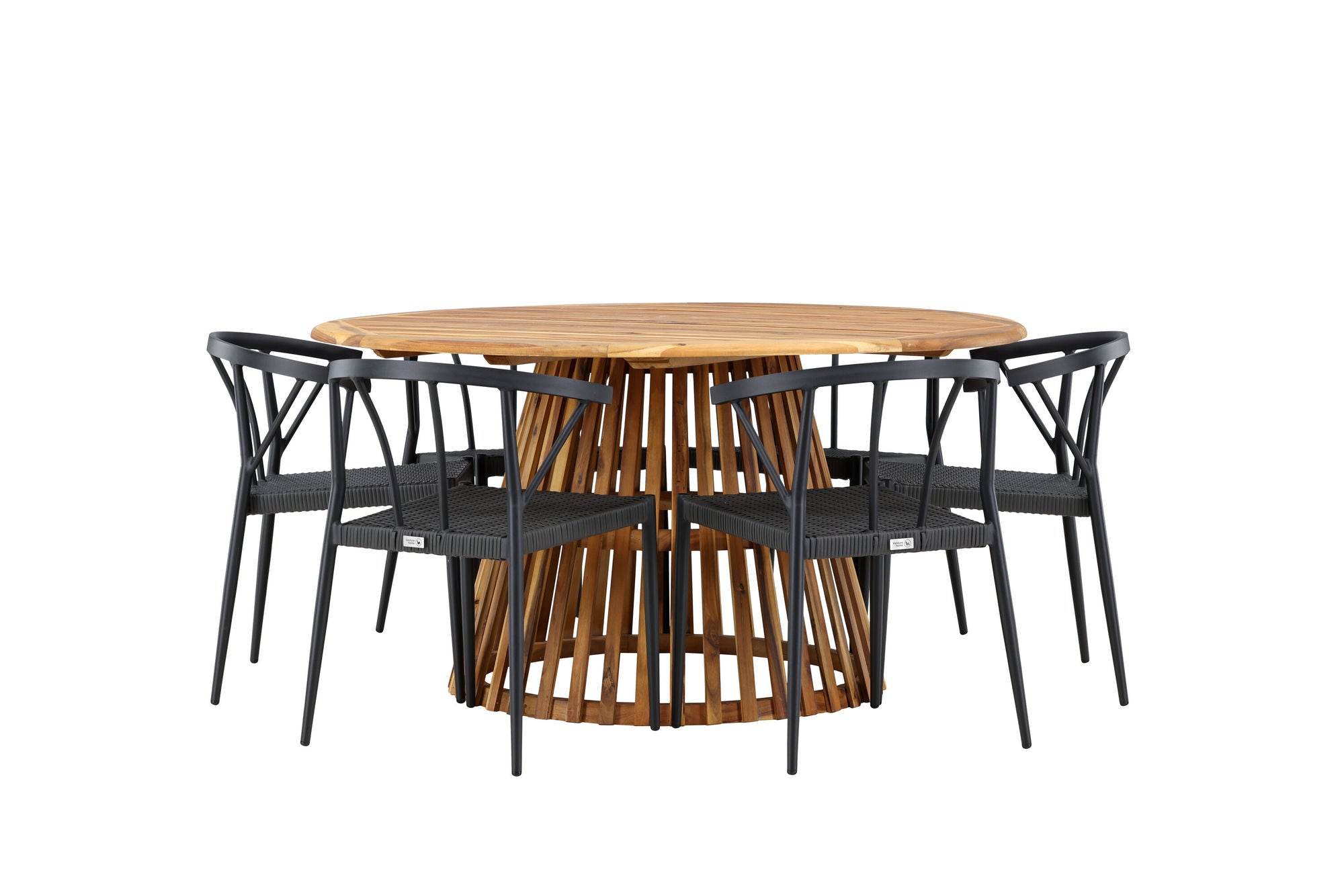 Venture Home Tucumán spisebord - Acacia ø120 +Stina - Spisebordsstol- Black - Alu/wicker - NEED Higher Seat hegiht! _6