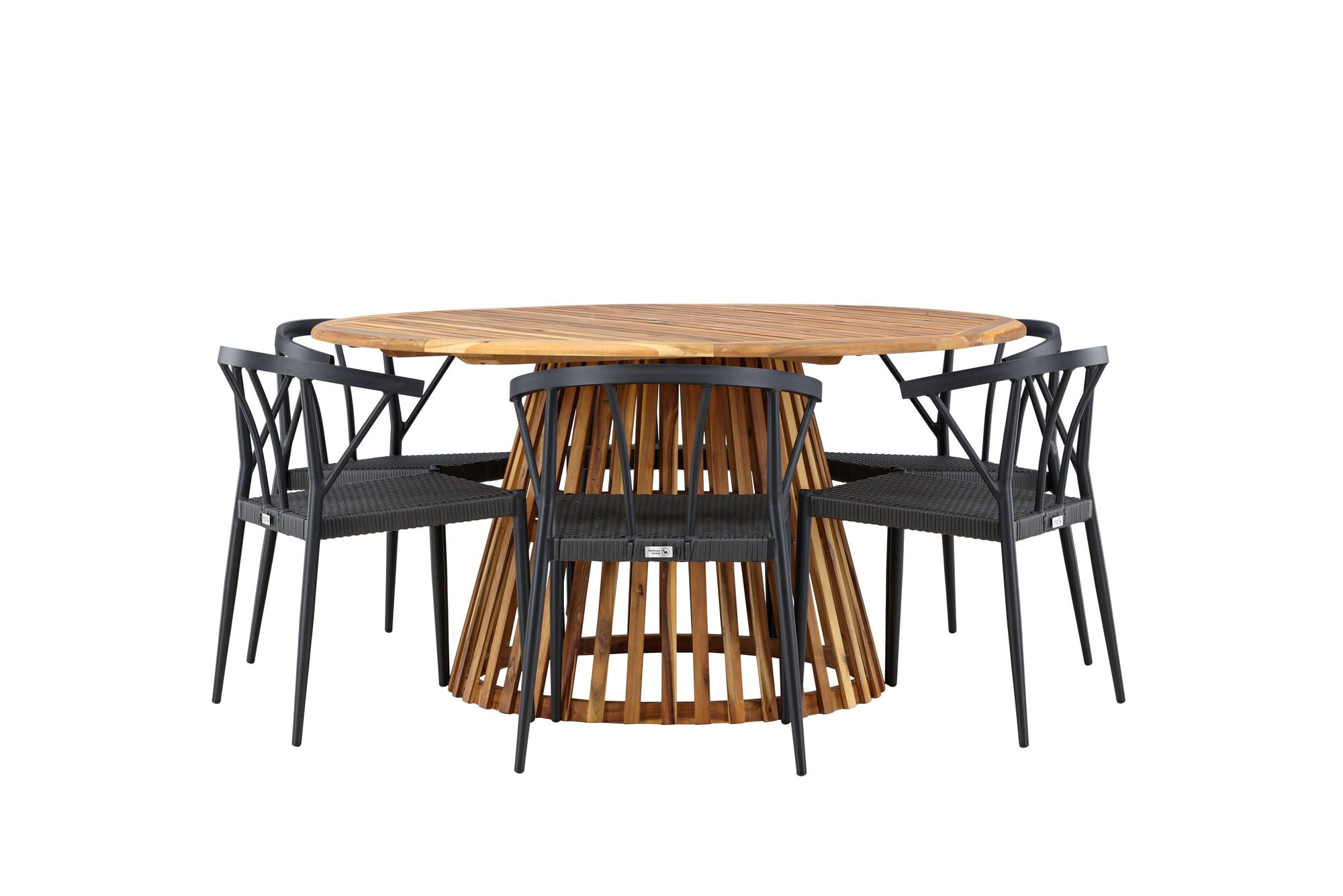 Venture Home Tucumán spisebord - Acacia ø120 +Stina - Spisebordsstol- Black - Alu/wicker - NEED Higher Seat hegiht! _6