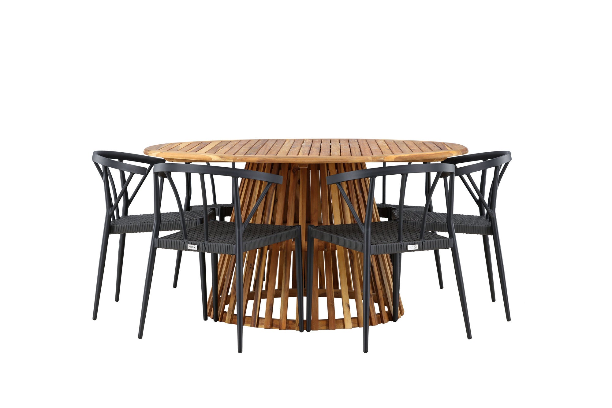 Venture Home Tucumán spisebord - Acacia ø120 +Stina - Spisebordsstol- Black - Alu/wicker - NEED Higher Seat hegiht! _6
