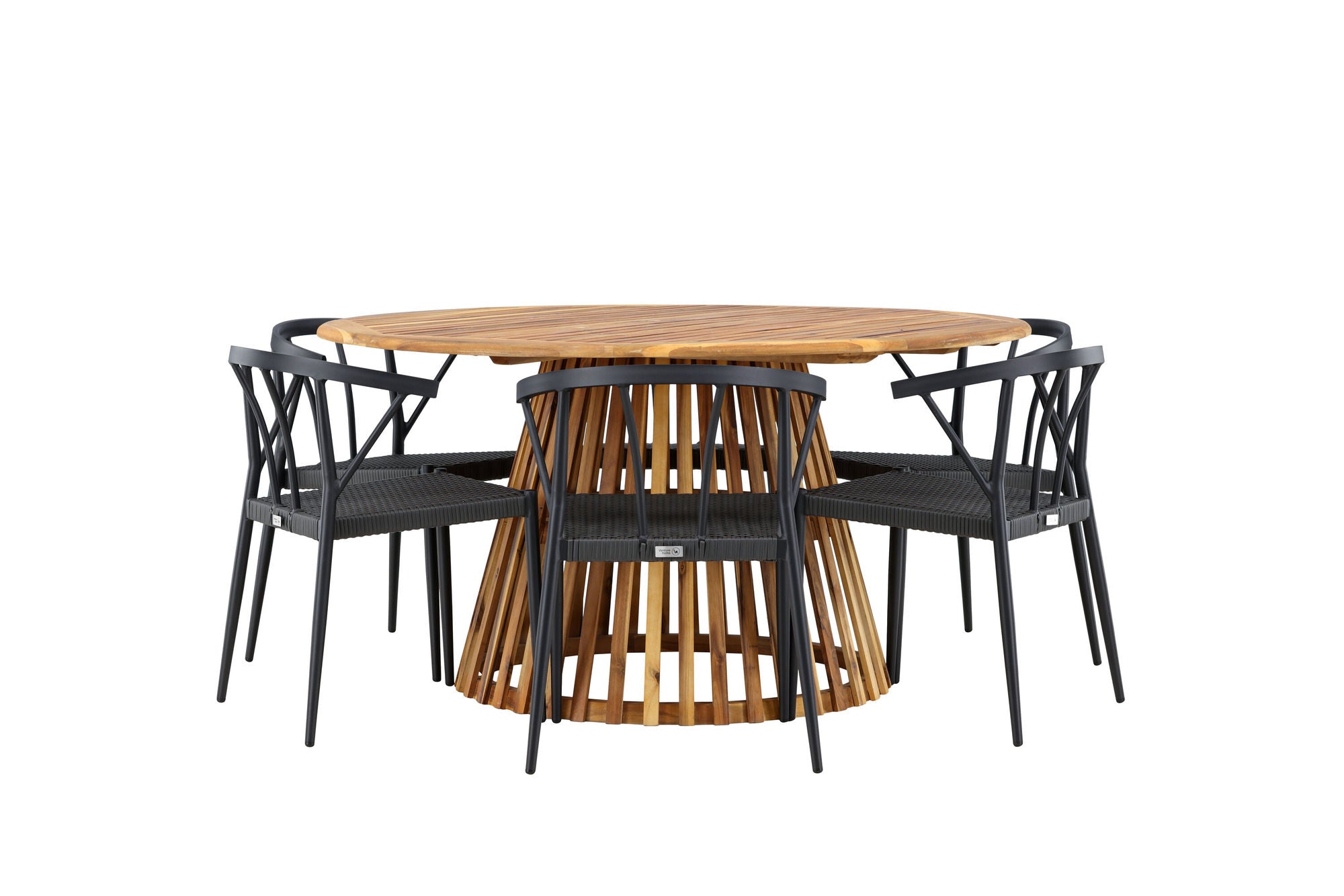 Venture Home Tucumán spisebord - Acacia ø120 +Stina - Spisebordsstol- Black - Alu/wicker - NEED Higher Seat hegiht! _6