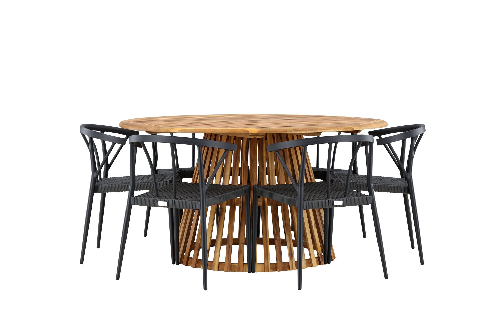 Venture Home Tucumán spisebord - Acacia ø120 +Stina - Spisebordsstol- Black - Alu/wicker - NEED Higher Seat hegiht! _6