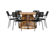 Venture Home Tucumán spisebord - Acacia ø120 +Lindos Armchair - Black Alu / Black Rope _6