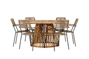 Venture Home Tucumán spisebord - Acacia ø120 +Lindos - Armchair - Black Alu / Latte Rope _6