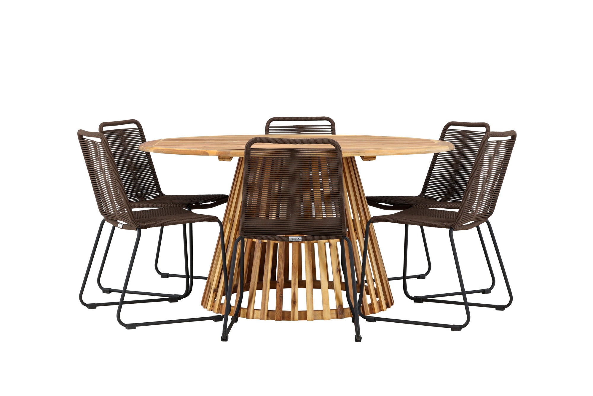Venture Home Tucumán spisebord - Acacia ø120 +Lindos Diningchair Aluminium - Black / _6