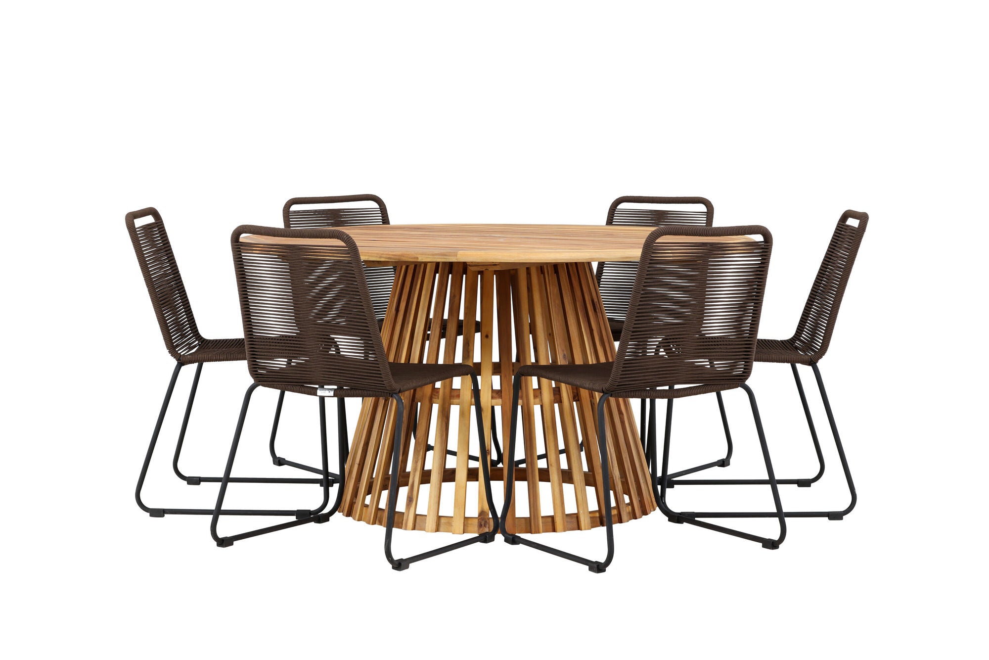 Venture Home Tucumán spisebord - Acacia ø120 +Lindos Diningchair Aluminium - Black / _6