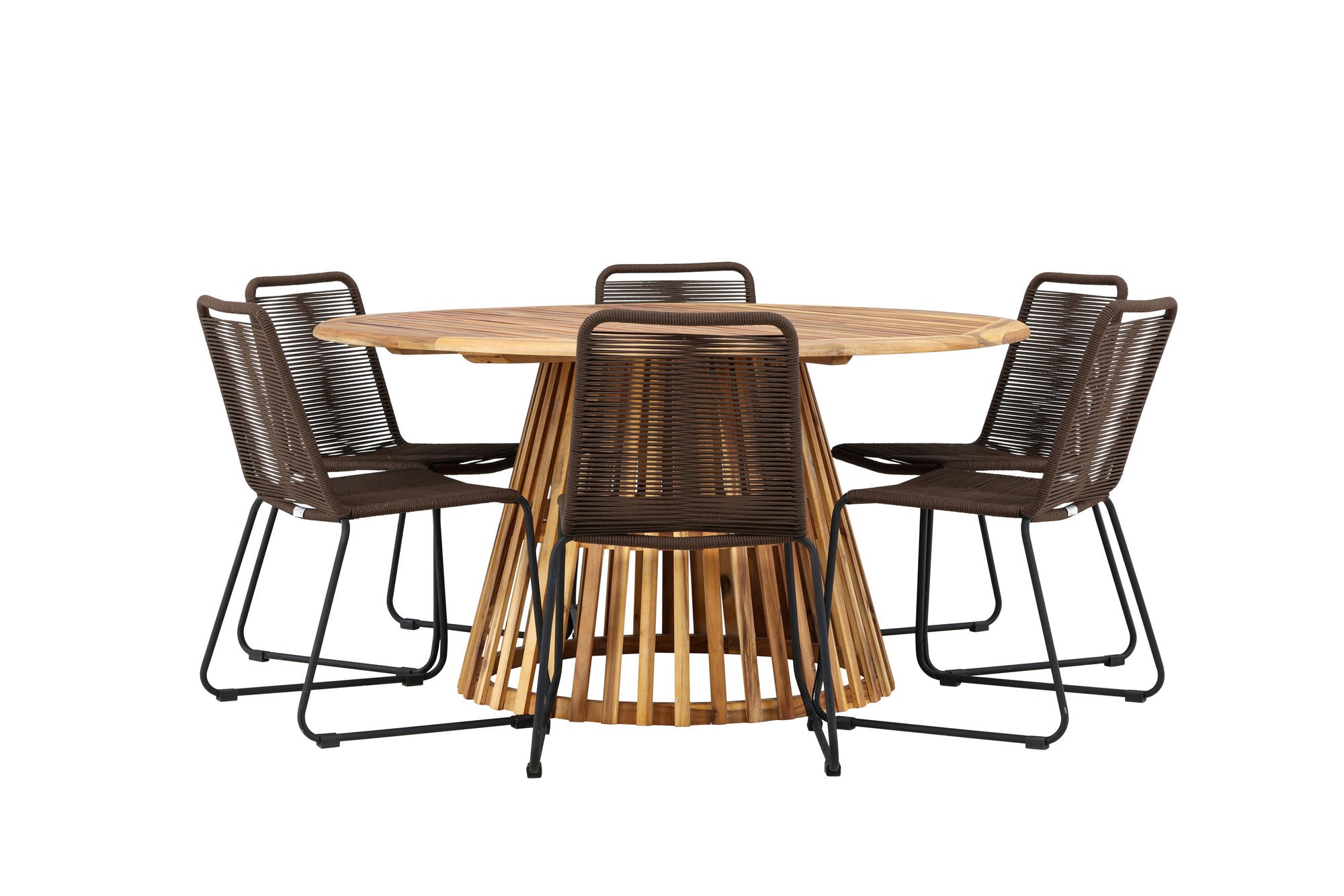Venture Home Tucumán spisebord - Acacia ø120 +Lindos Diningchair Aluminium - Black / _6