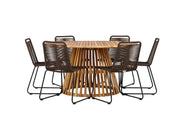 Venture Home Tucumán spisebord - Acacia ø120 +Lindos Diningchair Aluminium - Black / _6