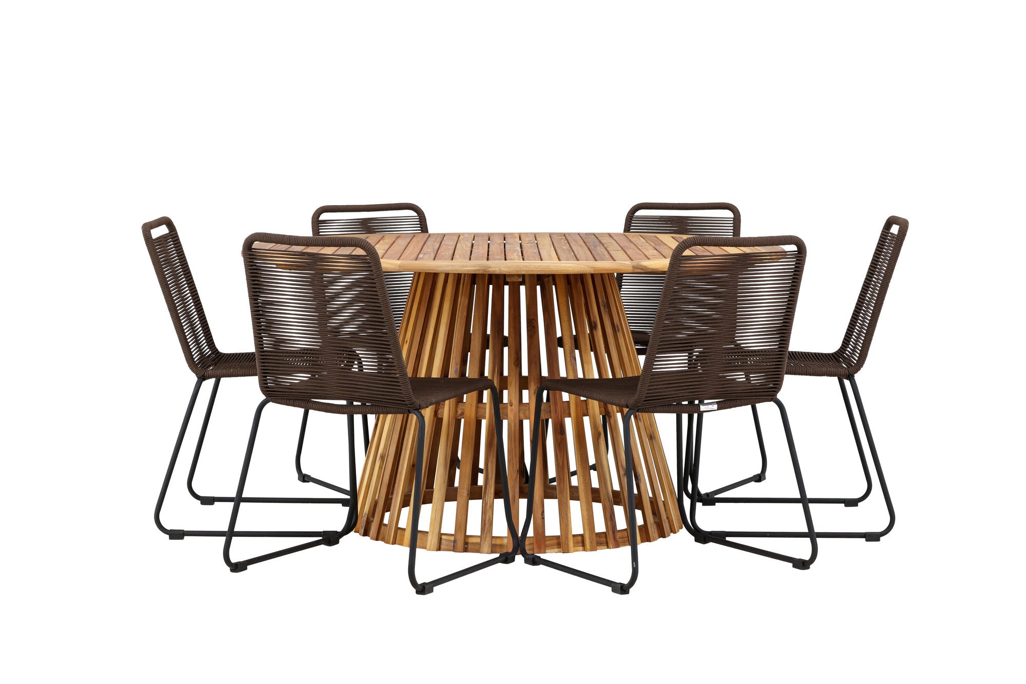 Venture Home Tucumán spisebord - Acacia ø120 +Lindos Diningchair Aluminium - Black / _6