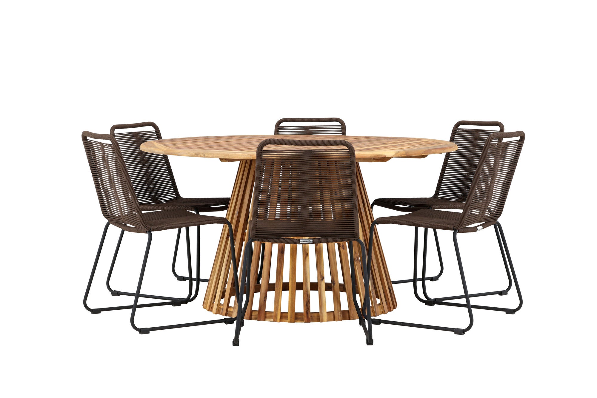 Venture Home Tucumán spisebord - Acacia ø120 +Lindos Diningchair Aluminium - Black / _6