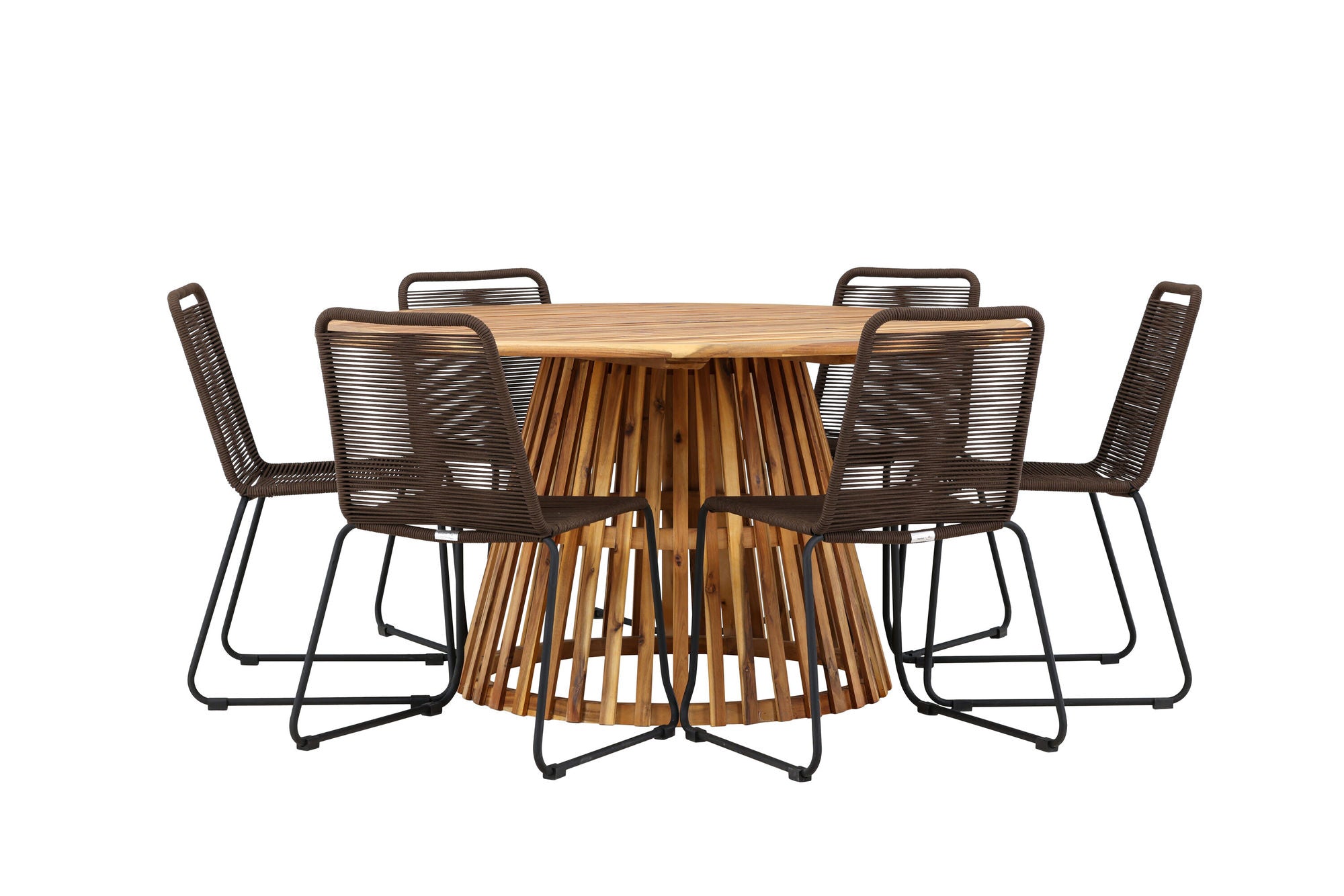 Venture Home Tucumán spisebord - Acacia ø120 +Lindos Diningchair Aluminium - Black / _6