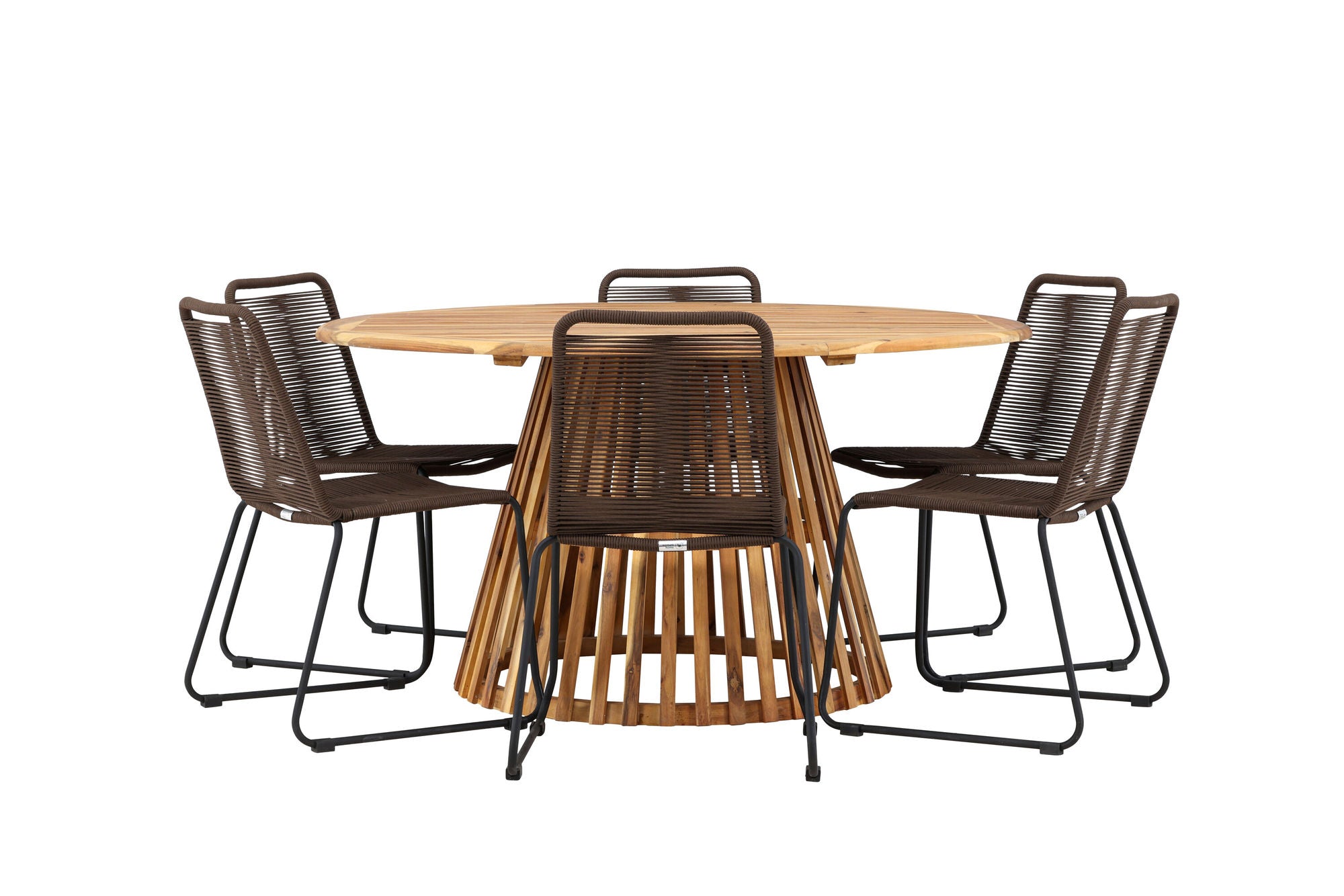Venture Home Tucumán spisebord - Acacia ø120 +Lindos Diningchair Aluminium - Black / _6