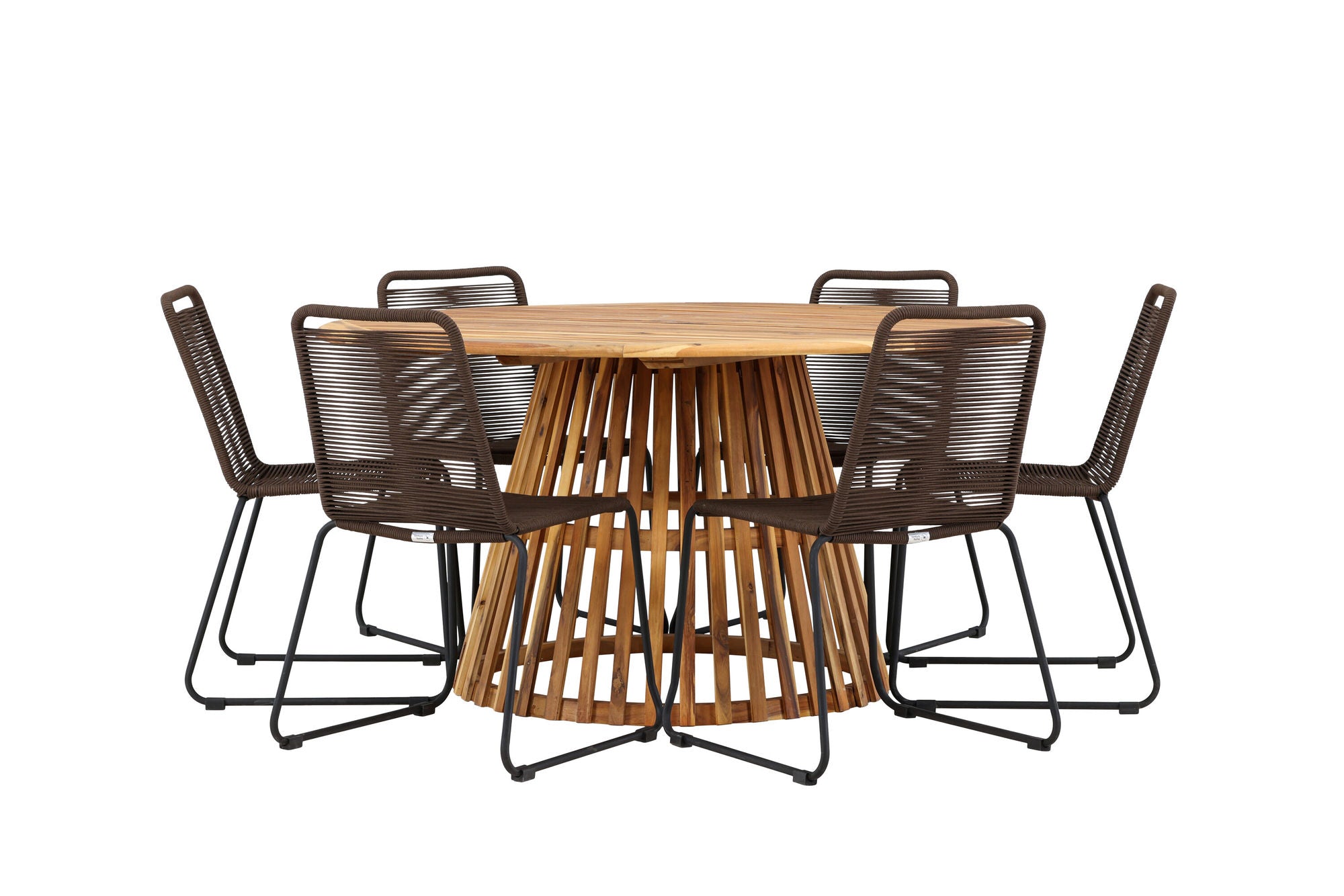 Venture Home Tucumán spisebord - Acacia ø120 +Lindos Diningchair Aluminium - Black / _6