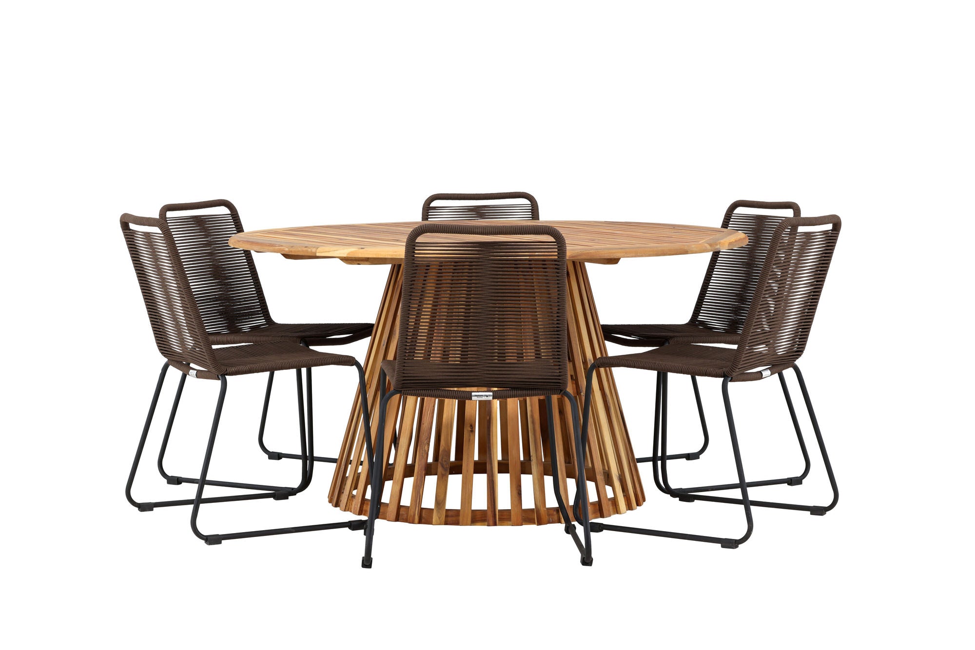 Venture Home Tucumán spisebord - Acacia ø120 +Lindos Diningchair Aluminium - Black / _6