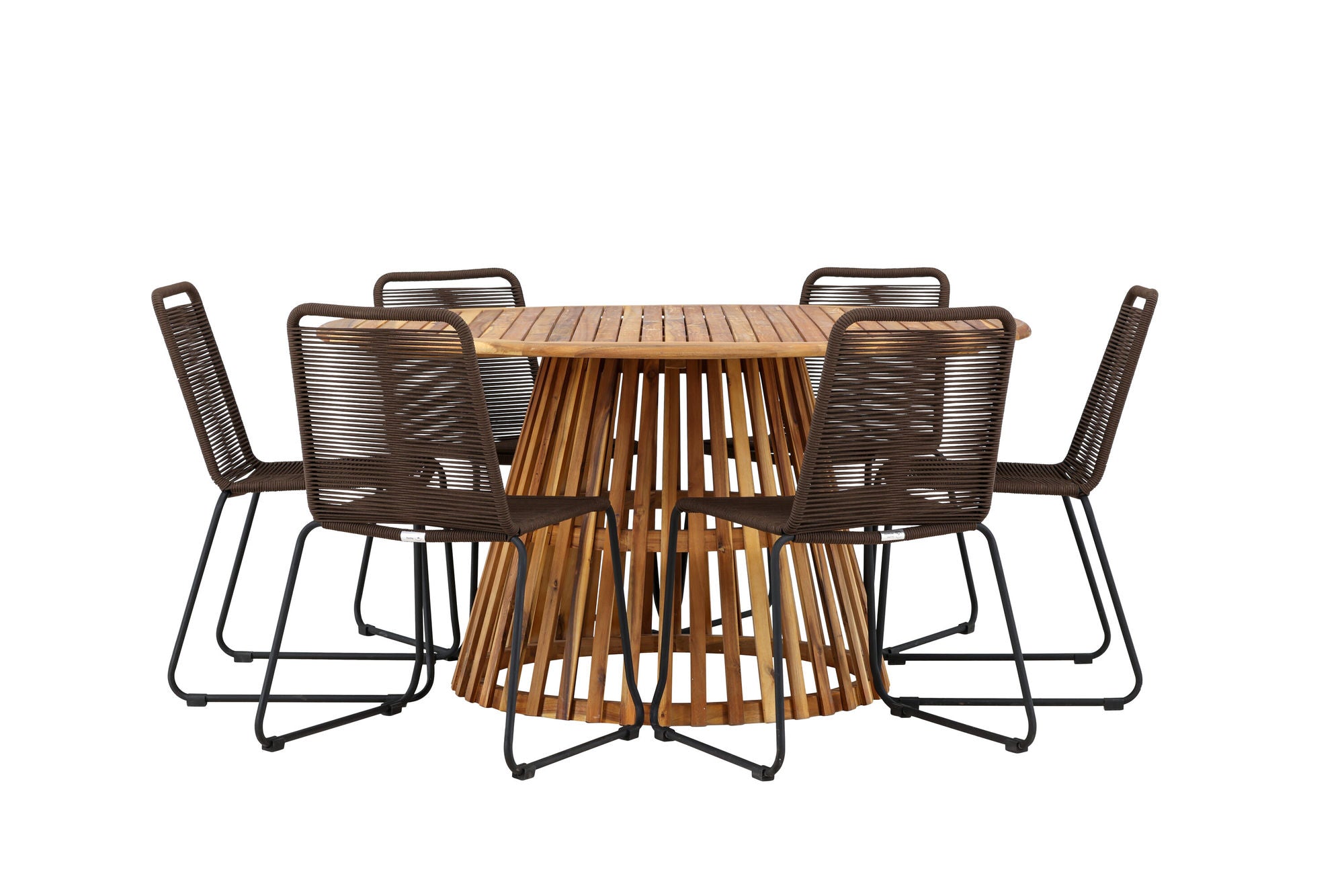 Venture Home Tucumán spisebord - Acacia ø120 +Lindos Diningchair Aluminium - Black / _6