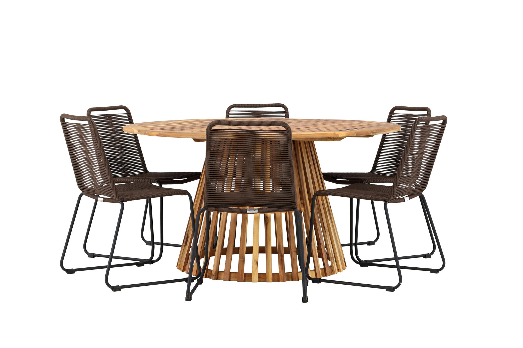 Venture Home Tucumán spisebord - Acacia ø120 +Lindos Diningchair Aluminium - Black / _6