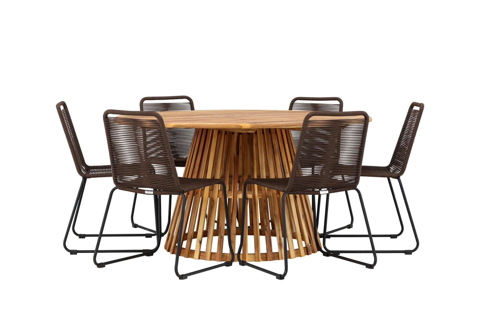 Venture Home Tucumán spisebord - Acacia ø120 +Lindos Diningchair Aluminium - Black / _6
