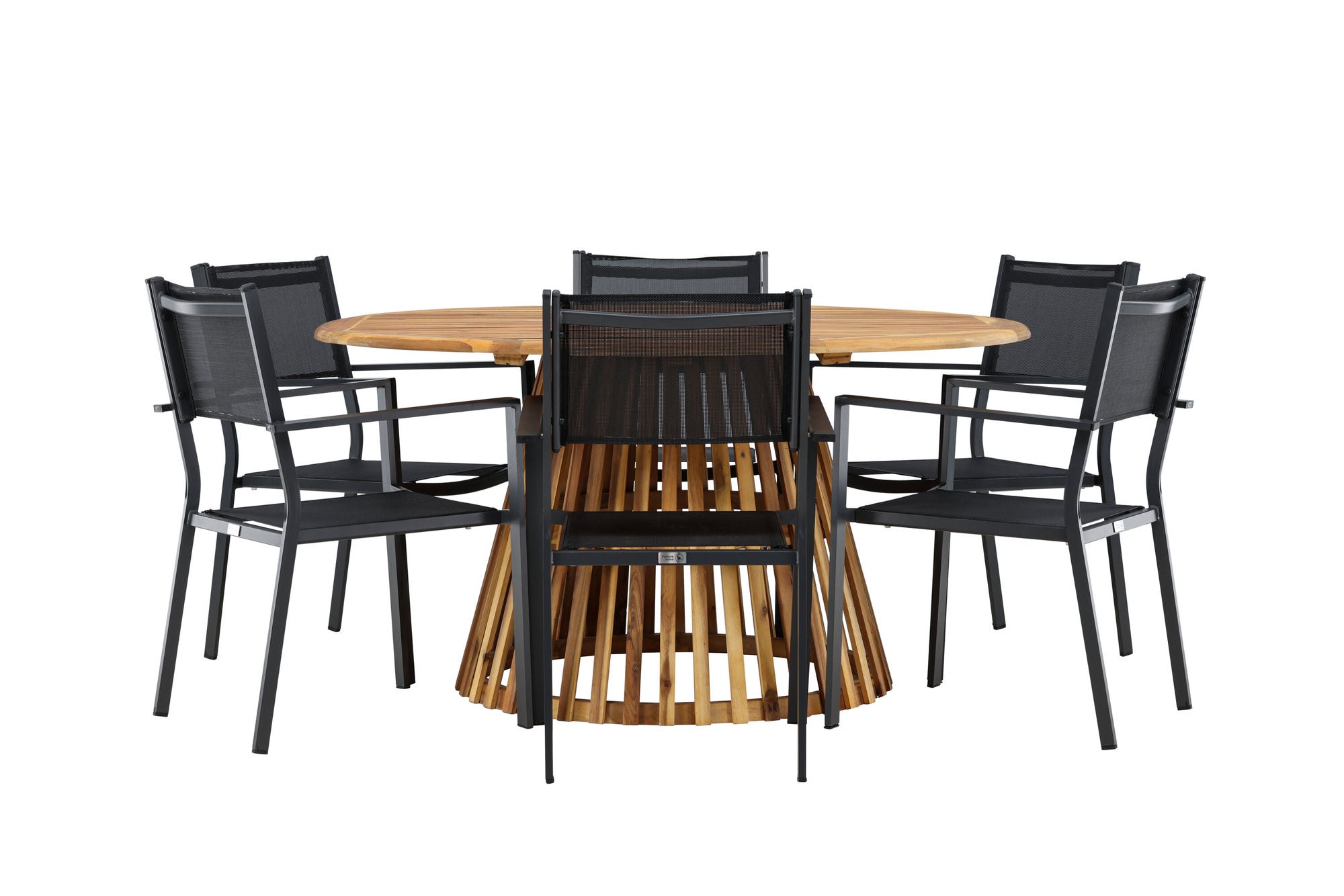 Venture Home Tucumán spisebord - Acacia ø120 +Copacabana Stacking stol - Black/Black - Ersätter 4131-408 _6