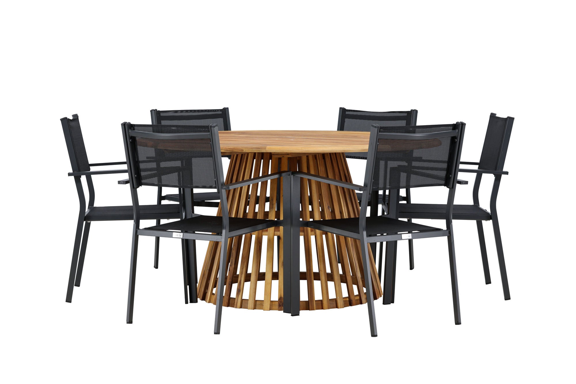 Venture Home Tucumán spisebord - Acacia ø120 +Copacabana Stacking stol - Black/Black - Ersätter 4131-408 _6