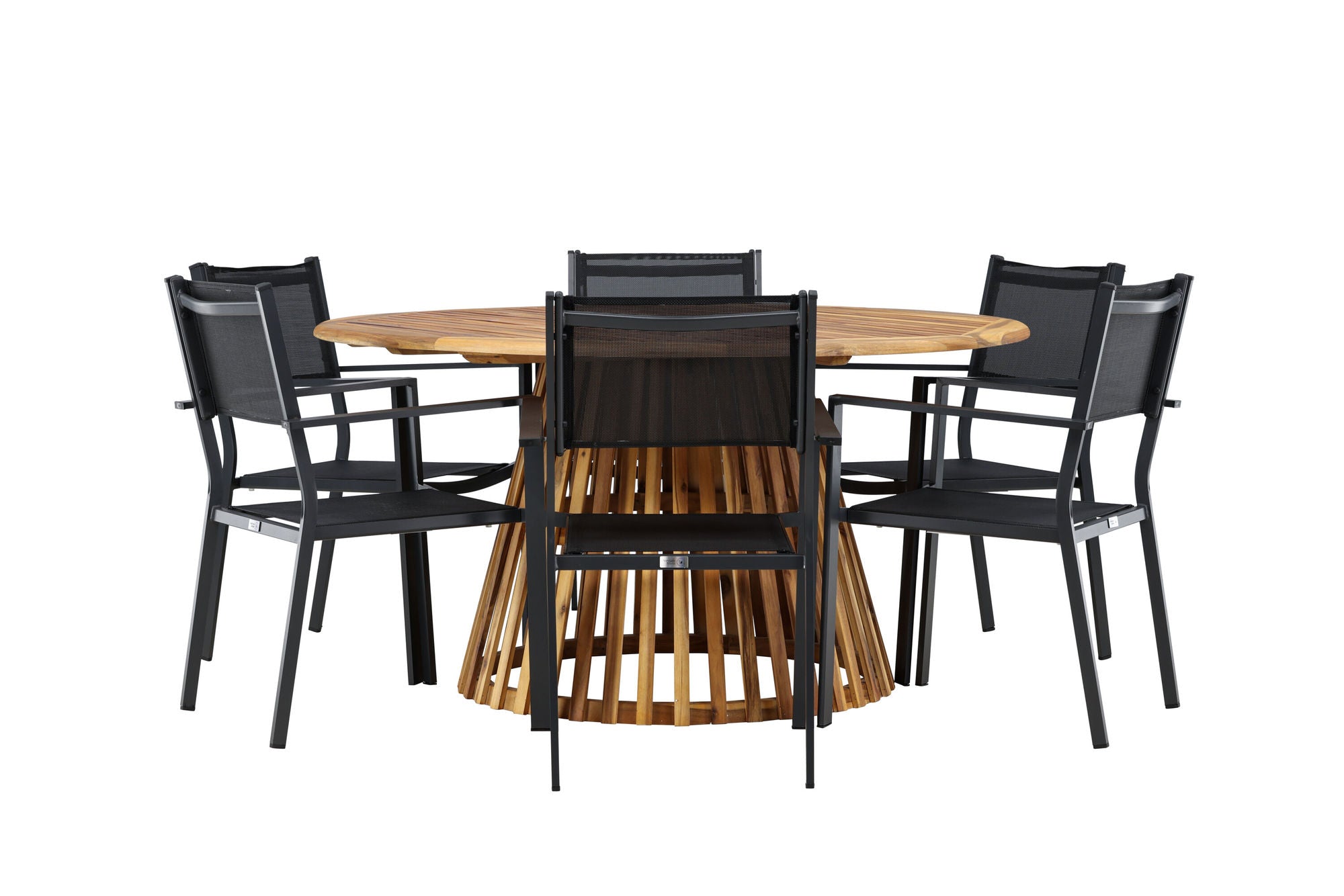 Venture Home Tucumán spisebord - Acacia ø120 +Copacabana Stacking stol - Black/Black - Ersätter 4131-408 _6