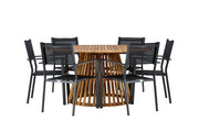 Venture Home Tucumán spisebord - Acacia ø120 +Copacabana Stacking stol - Black/Black - Ersätter 4131-408 _6