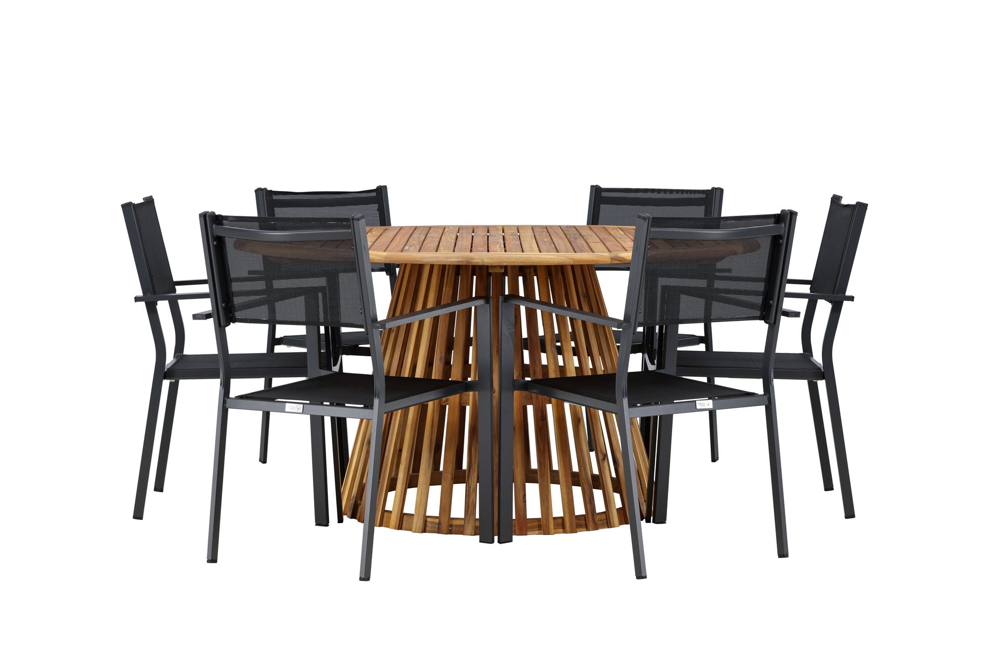 Venture Home Tucumán spisebord - Acacia ø120 +Copacabana Stacking stol - Black/Black - Ersätter 4131-408 _6