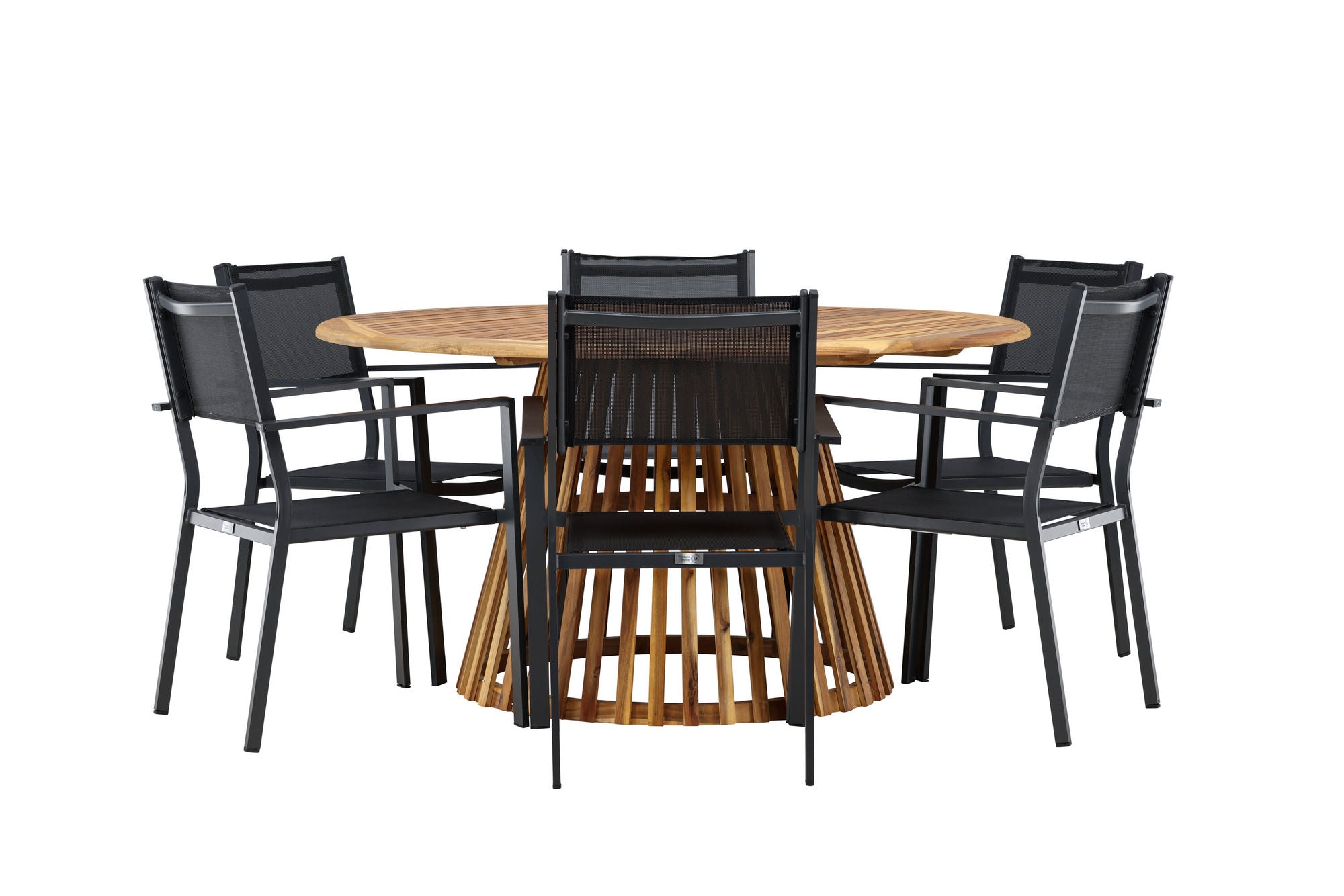 Venture Home Tucumán spisebord - Acacia ø120 +Copacabana Stacking stol - Black/Black - Ersätter 4131-408 _6