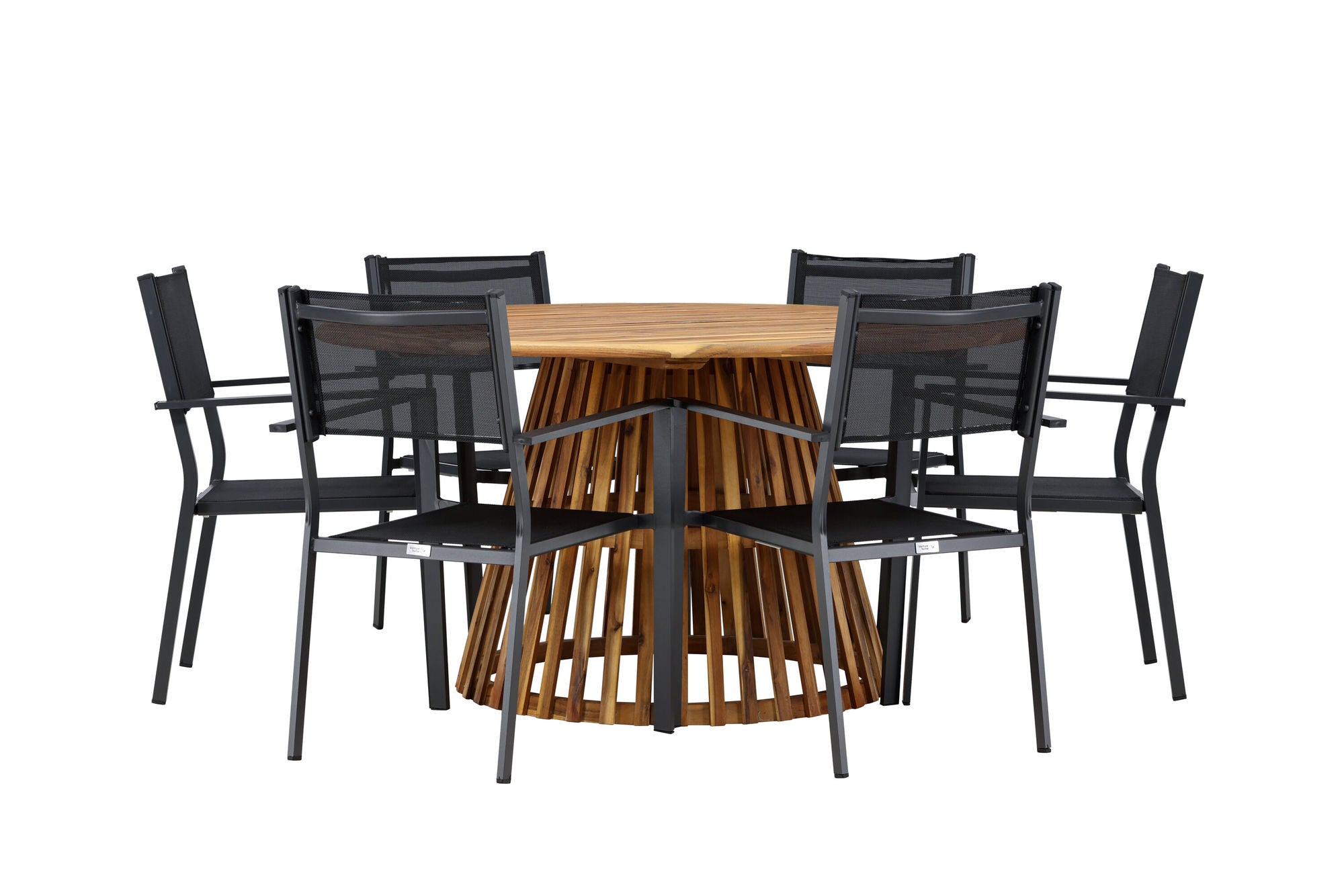 Venture Home Tucumán spisebord - Acacia ø120 +Copacabana Stacking stol - Black/Black - Ersätter 4131-408 _6