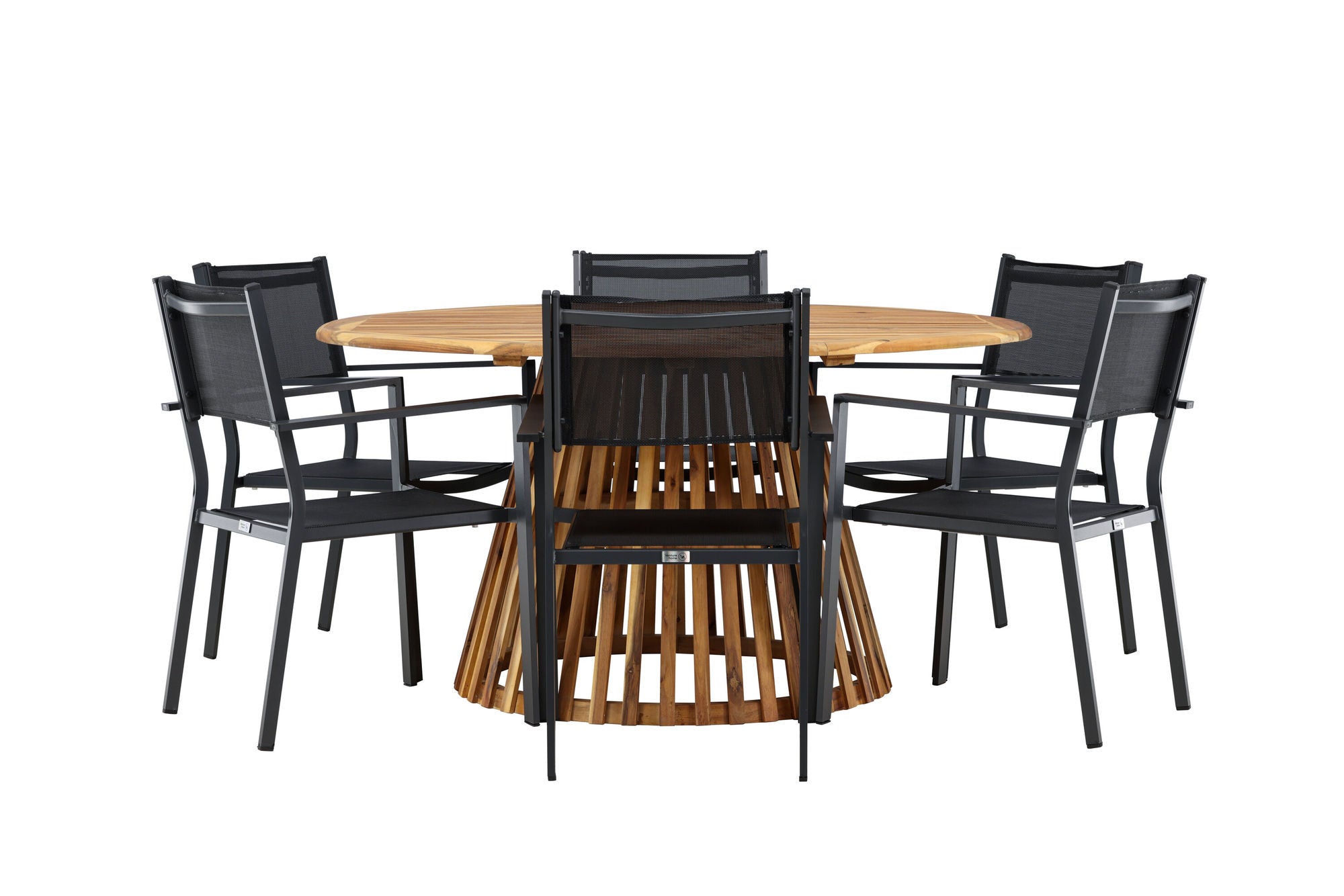 Venture Home Tucumán spisebord - Acacia ø120 +Copacabana Stacking stol - Black/Black - Ersätter 4131-408 _6