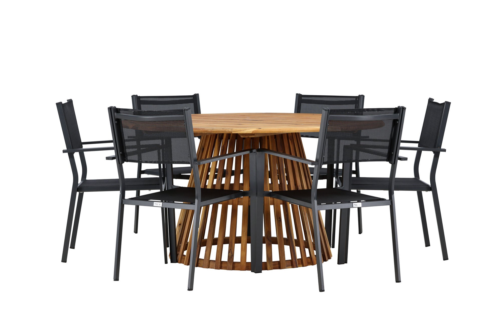 Venture Home Tucumán spisebord - Acacia ø120 +Copacabana Stacking stol - Black/Black - Ersätter 4131-408 _6